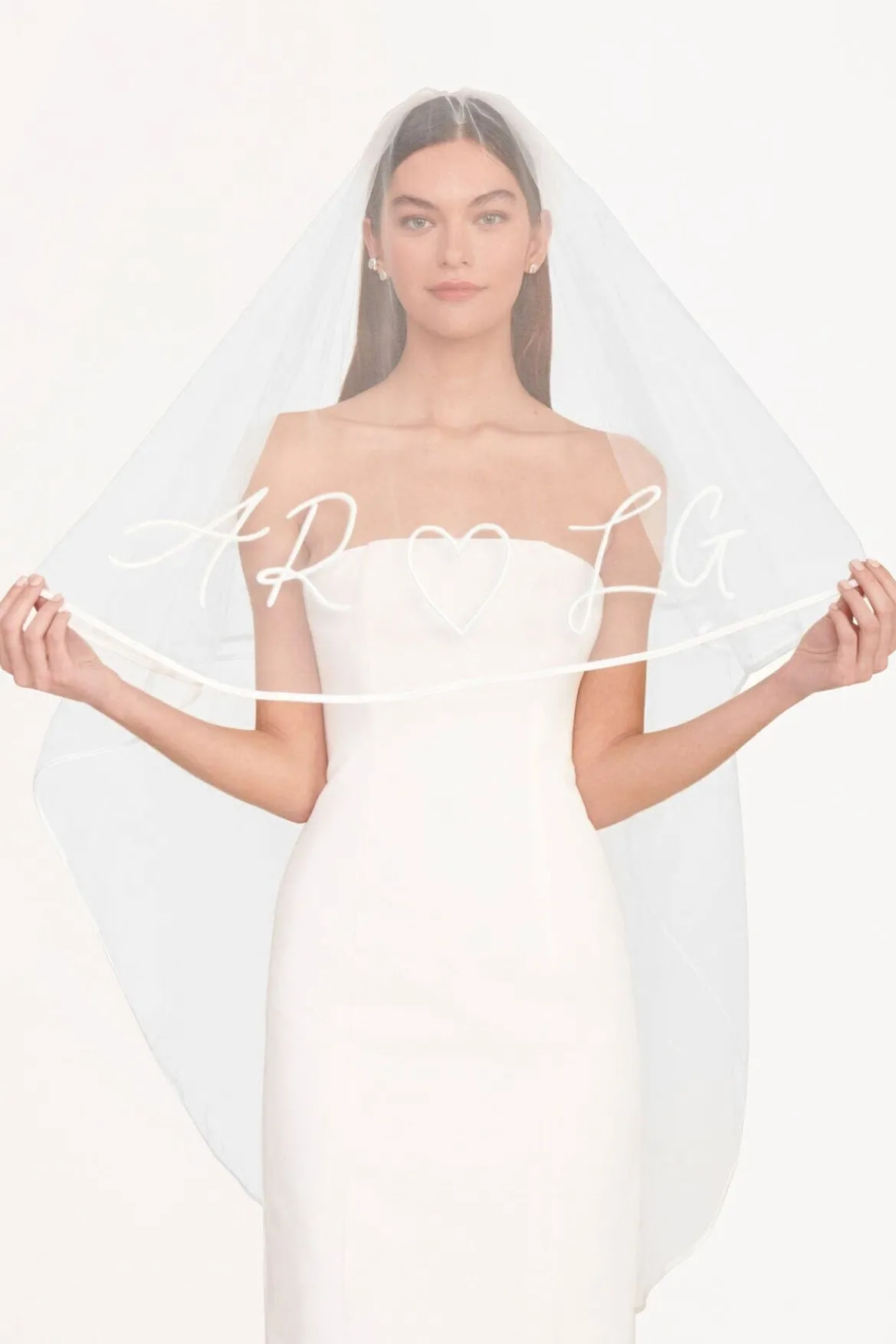 CUSTOM EMBROIDERED INITIALS VEIL