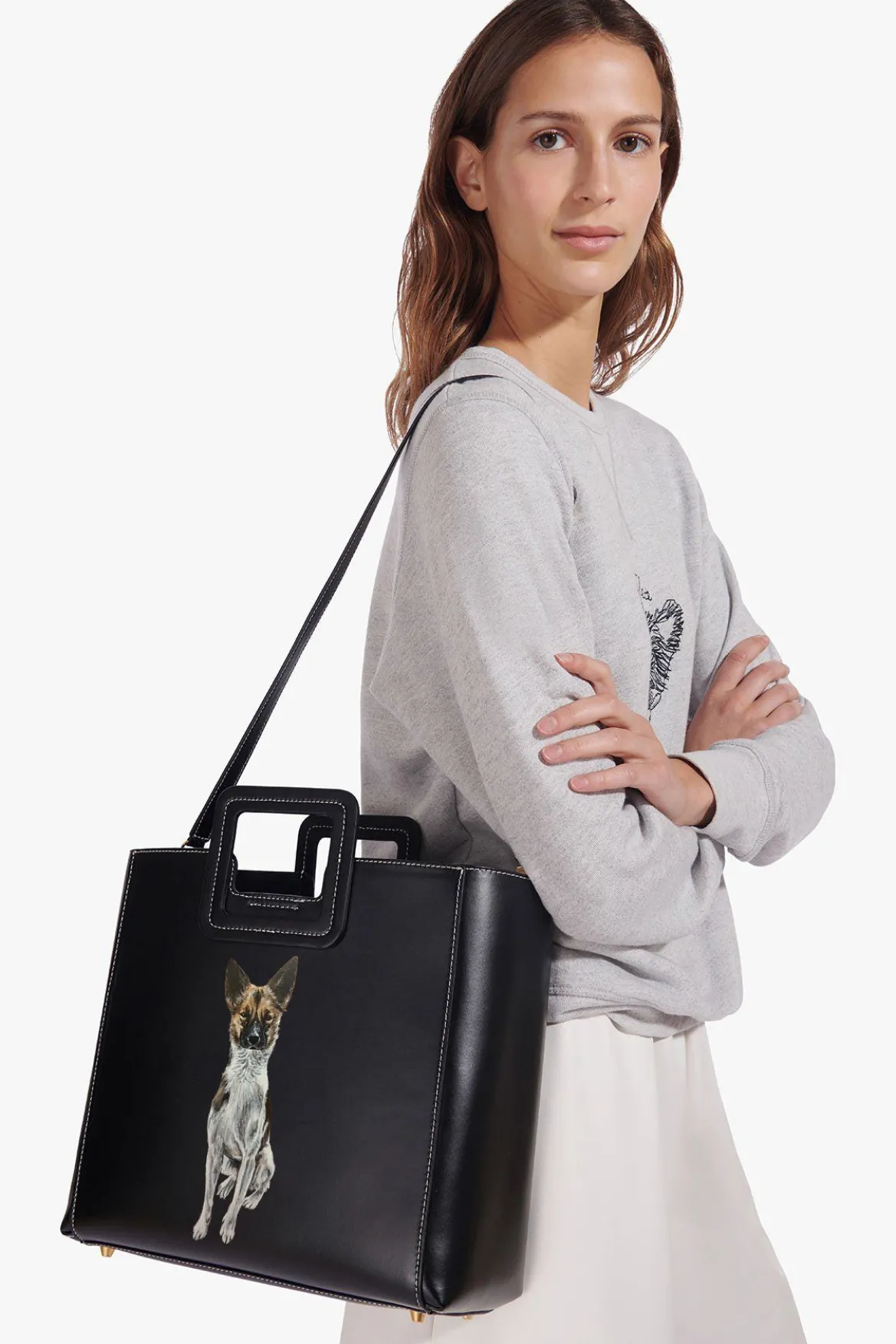 STAUD | CUSTOM SHIRLEY LEATHER BAG | BLACK