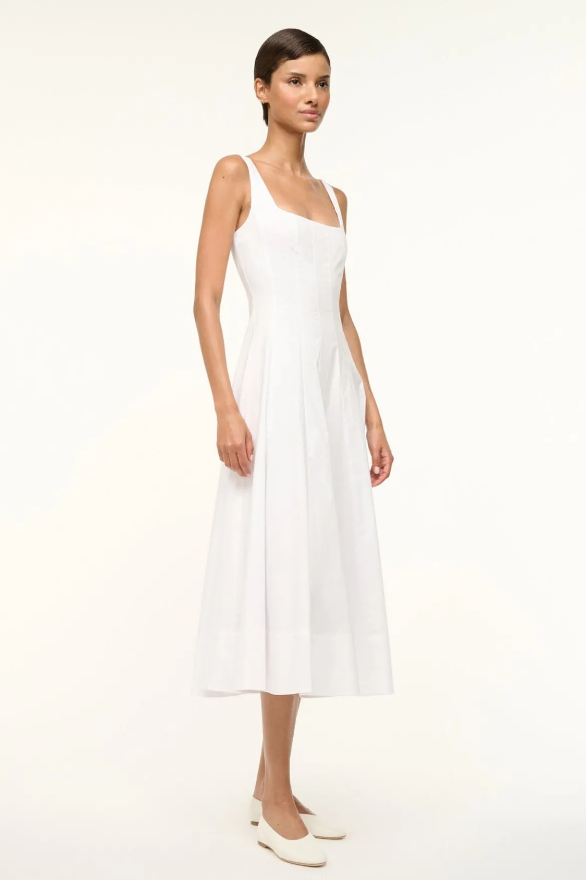 STAUD | WELLS DRESS WHITE