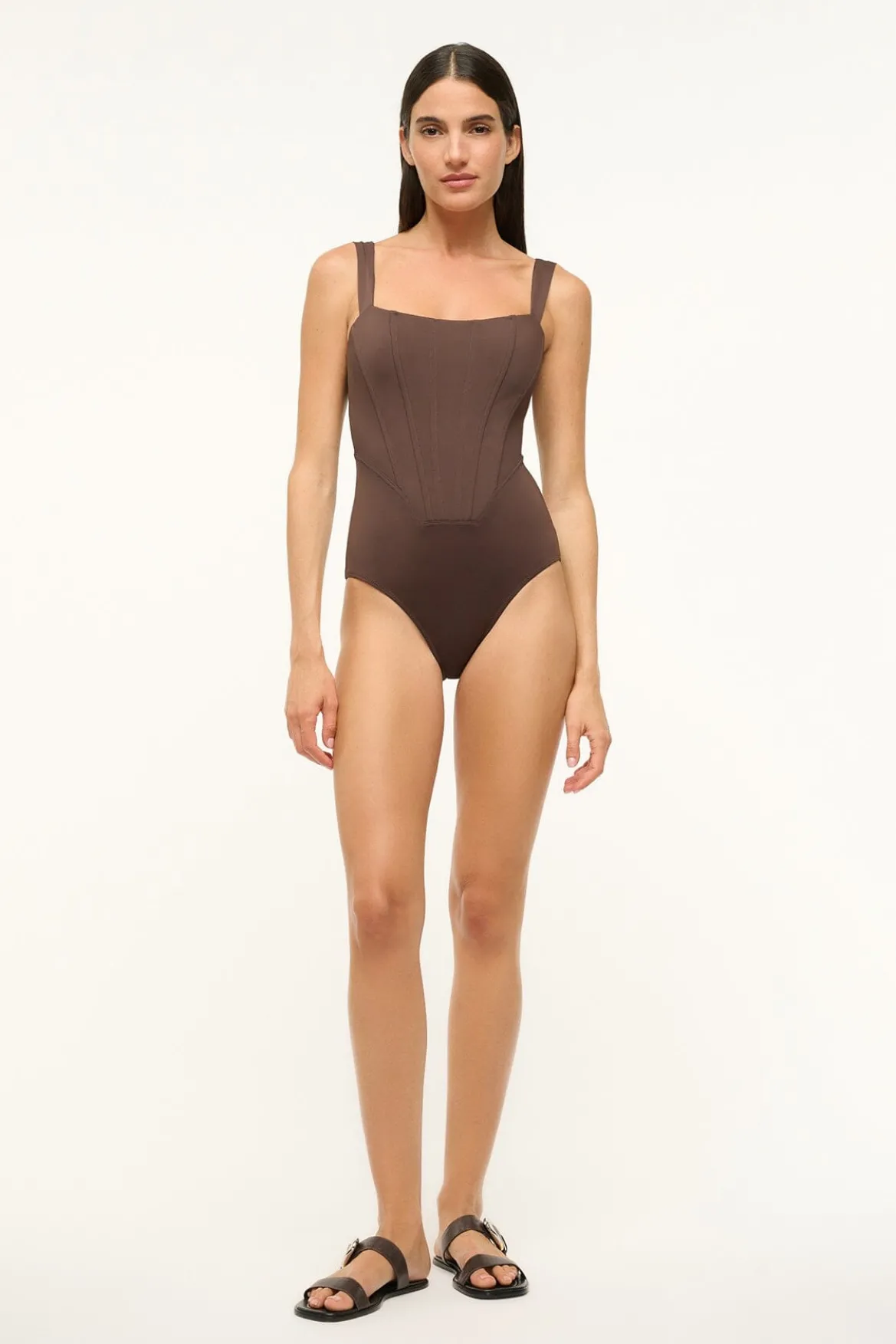 STAUD ADELAIDE ONE PIECE DARK CHOCOLATE