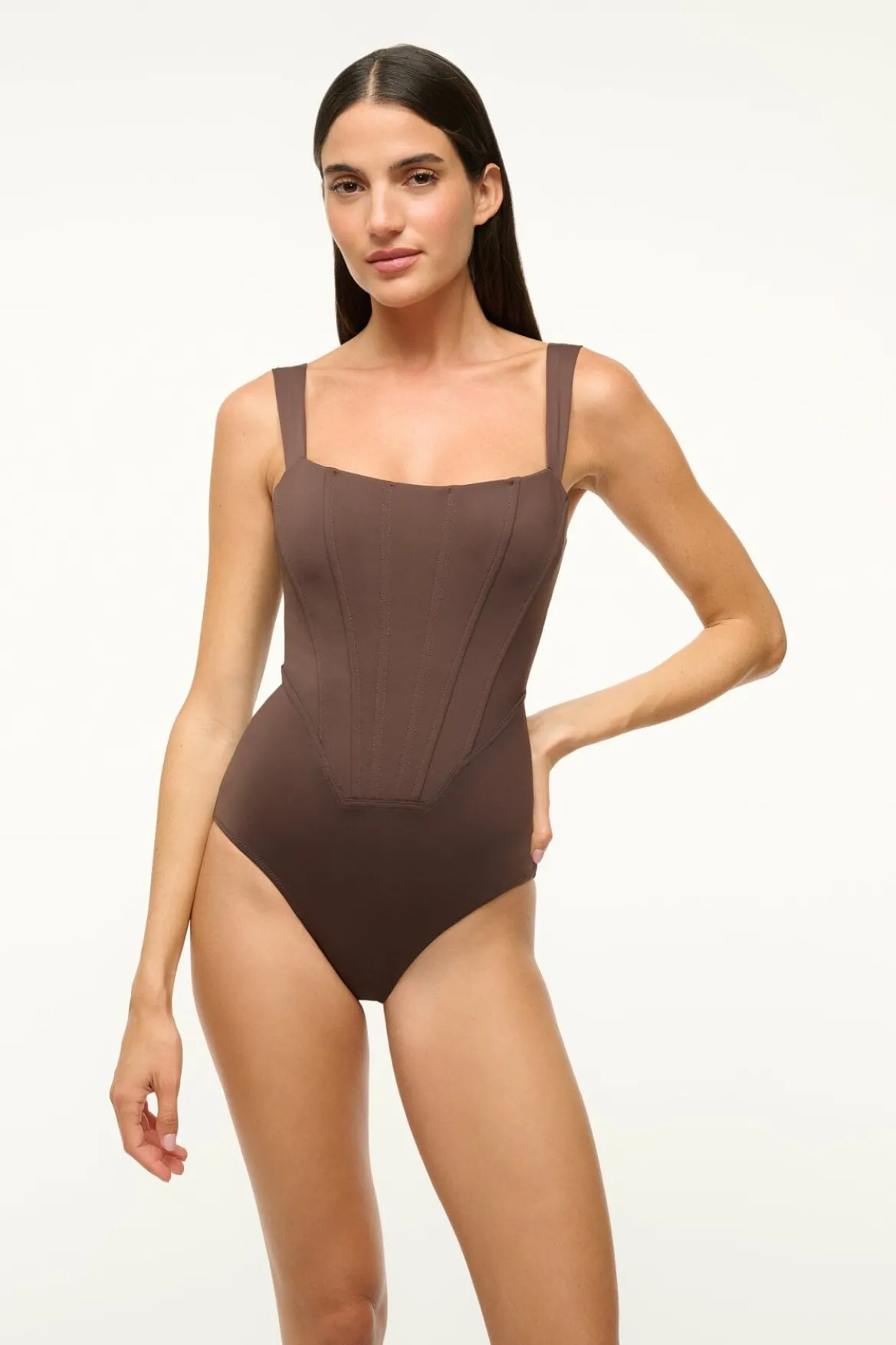 STAUD ADELAIDE ONE PIECE DARK CHOCOLATE