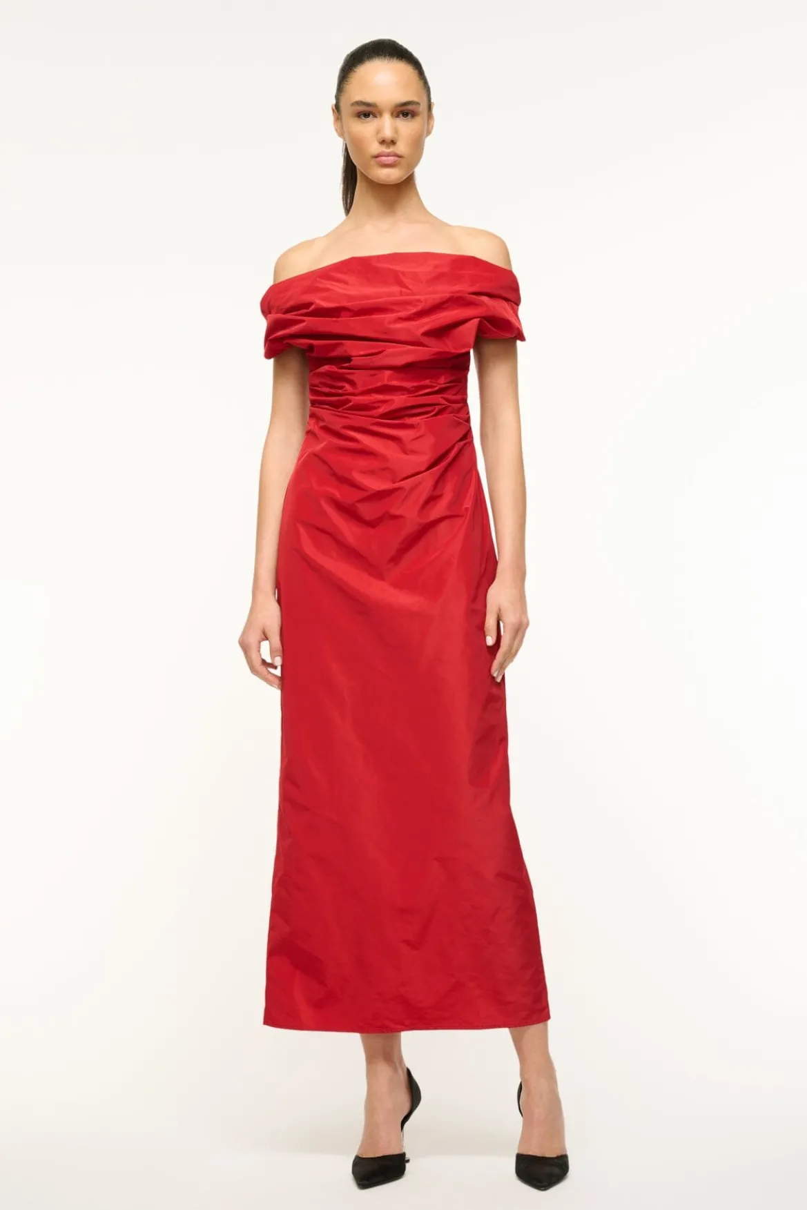 STAUD ANDREA DRESS ROUGE