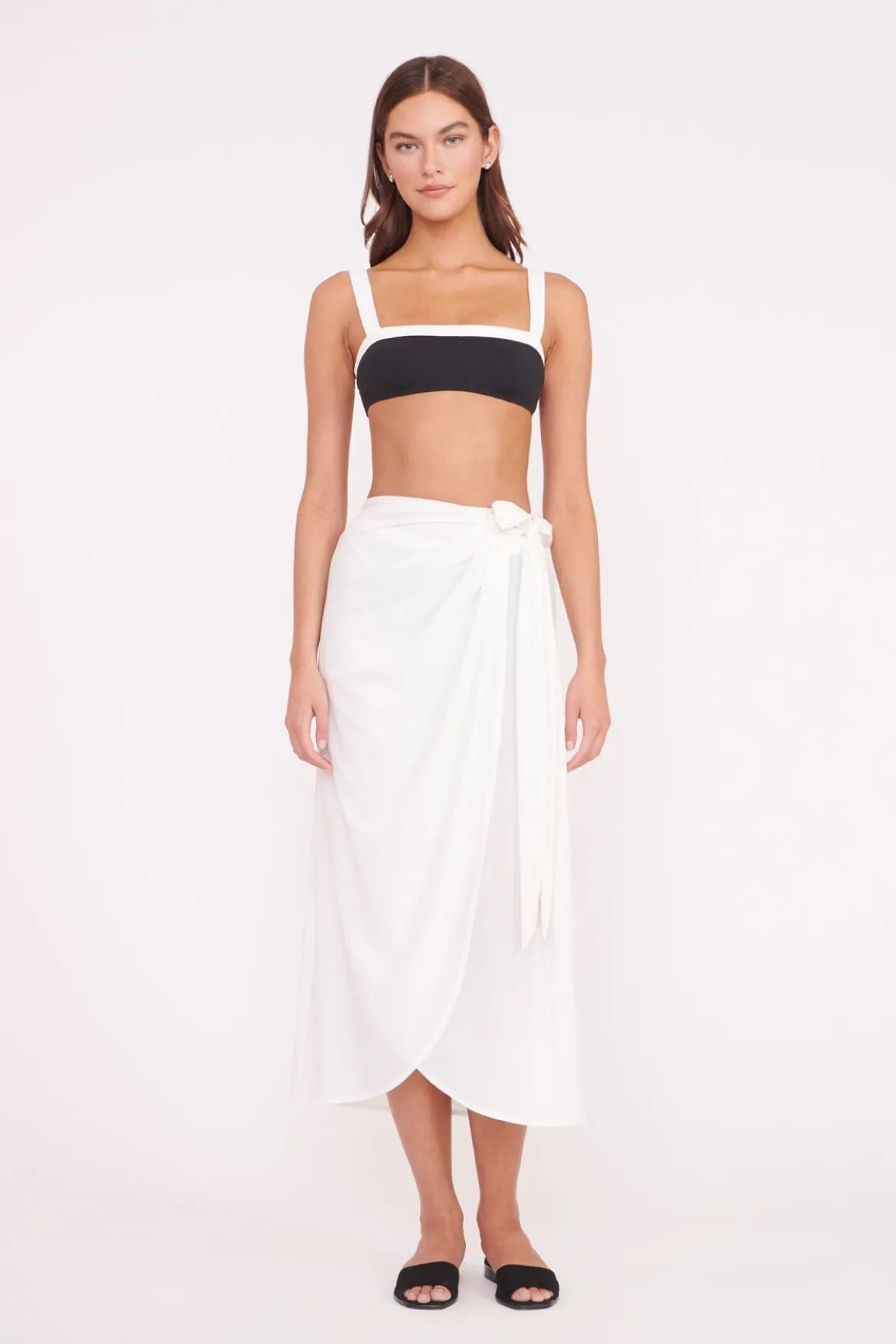 STAUD ANGELICA WRAP SKIRT WHITE