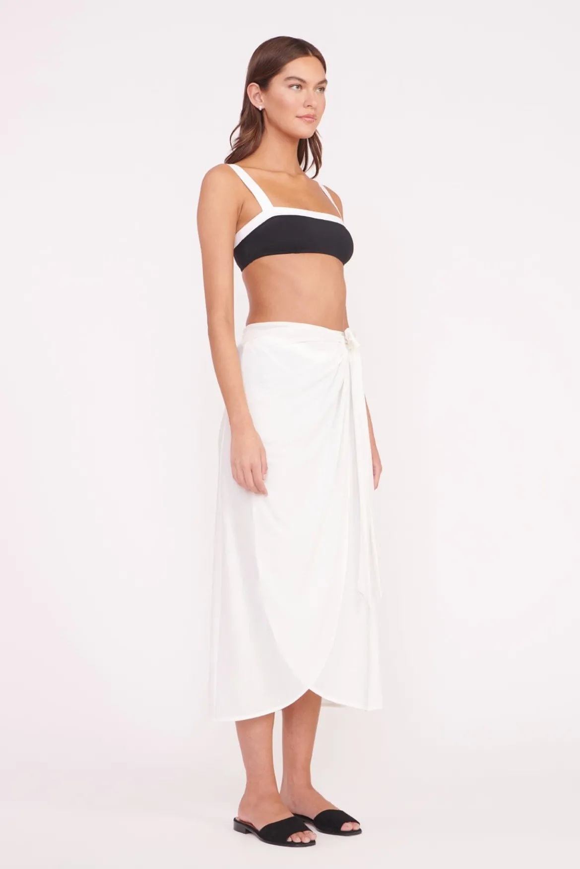 STAUD ANGELICA WRAP SKIRT WHITE