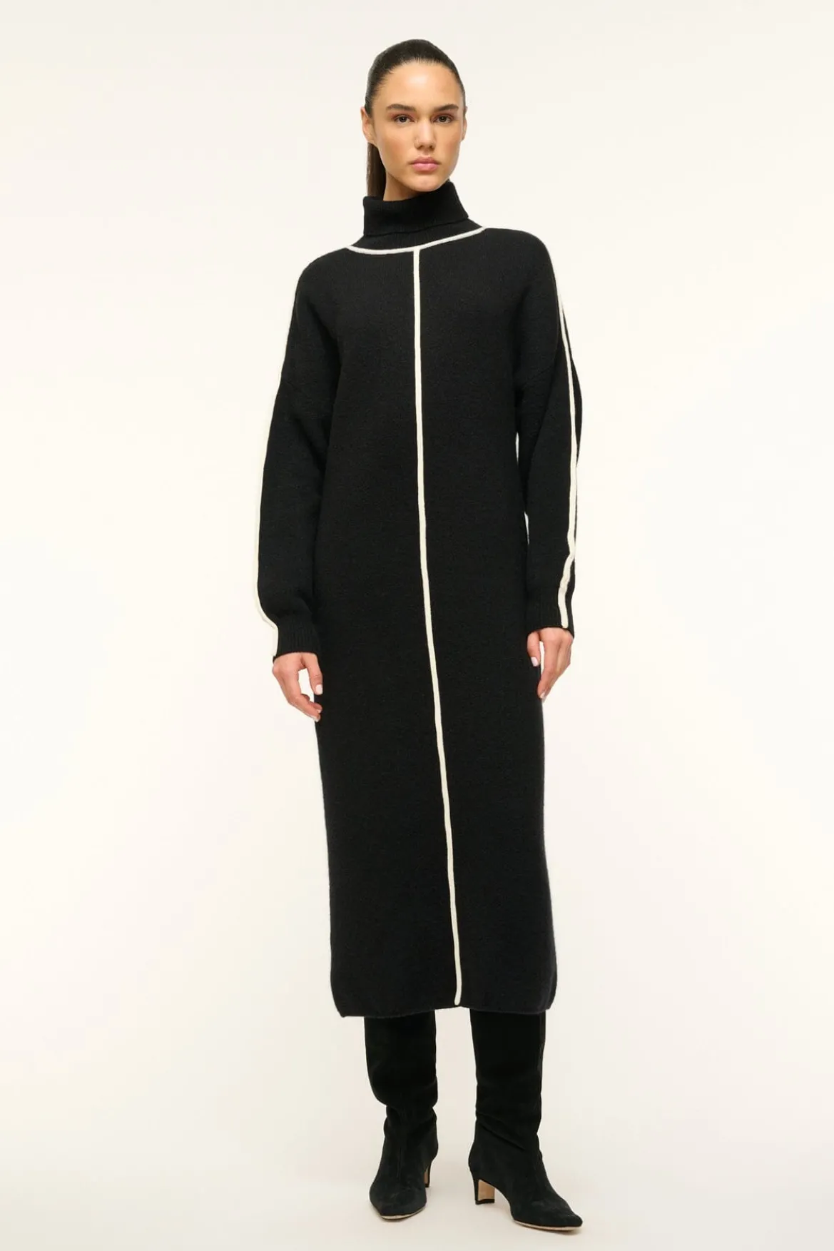 STAUD APRES DRESS BLACK IVORY