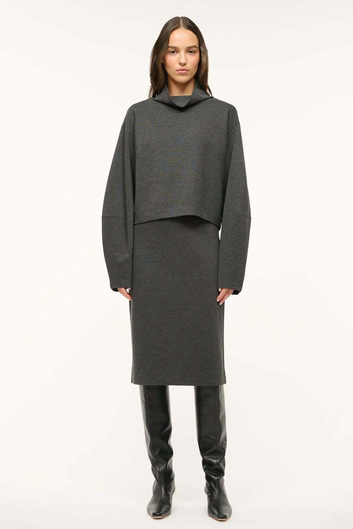 STAUD BINOCHE TOP HEATHER GREY