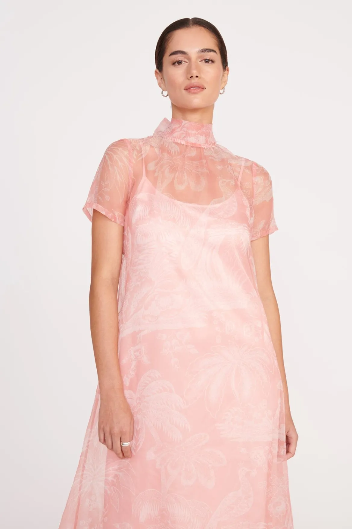 STAUD CALLUNA DRESS CHERRY BLOSSOM IVORY TOILE