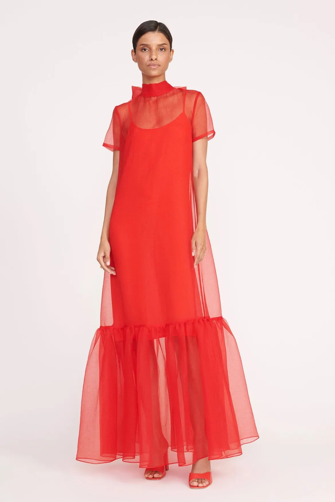 STAUD CALLUNA DRESS RED ROSE