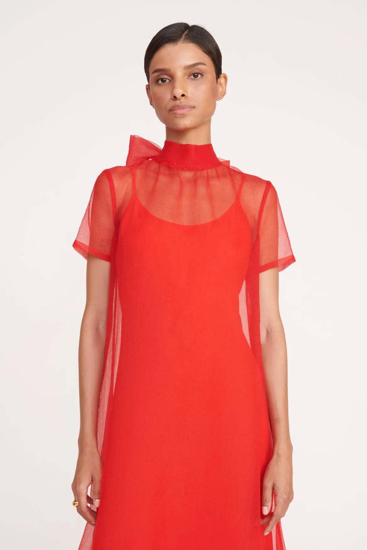 STAUD CALLUNA DRESS RED ROSE