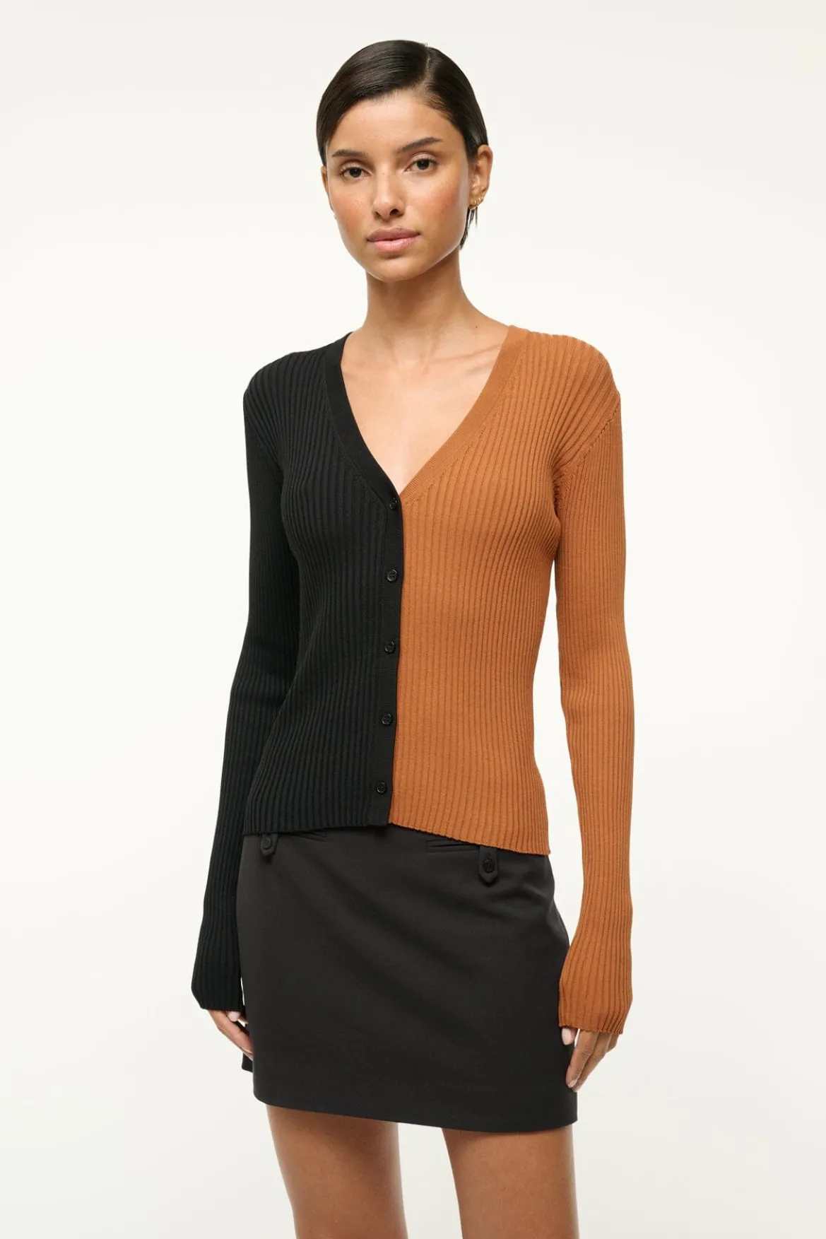 STAUD CARGO SWEATER TAN BLACK