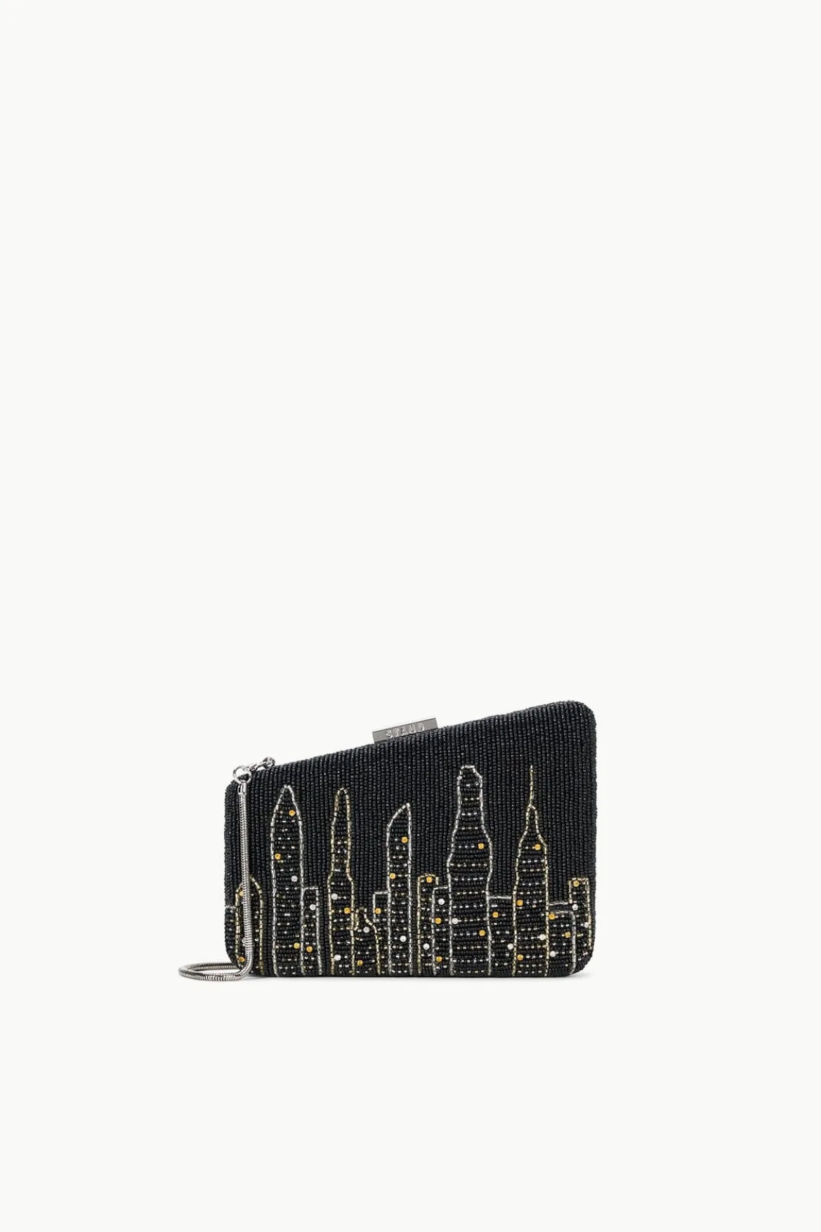 STAUD CARMELLA BEADED CLUTCH NYC SKYLINE