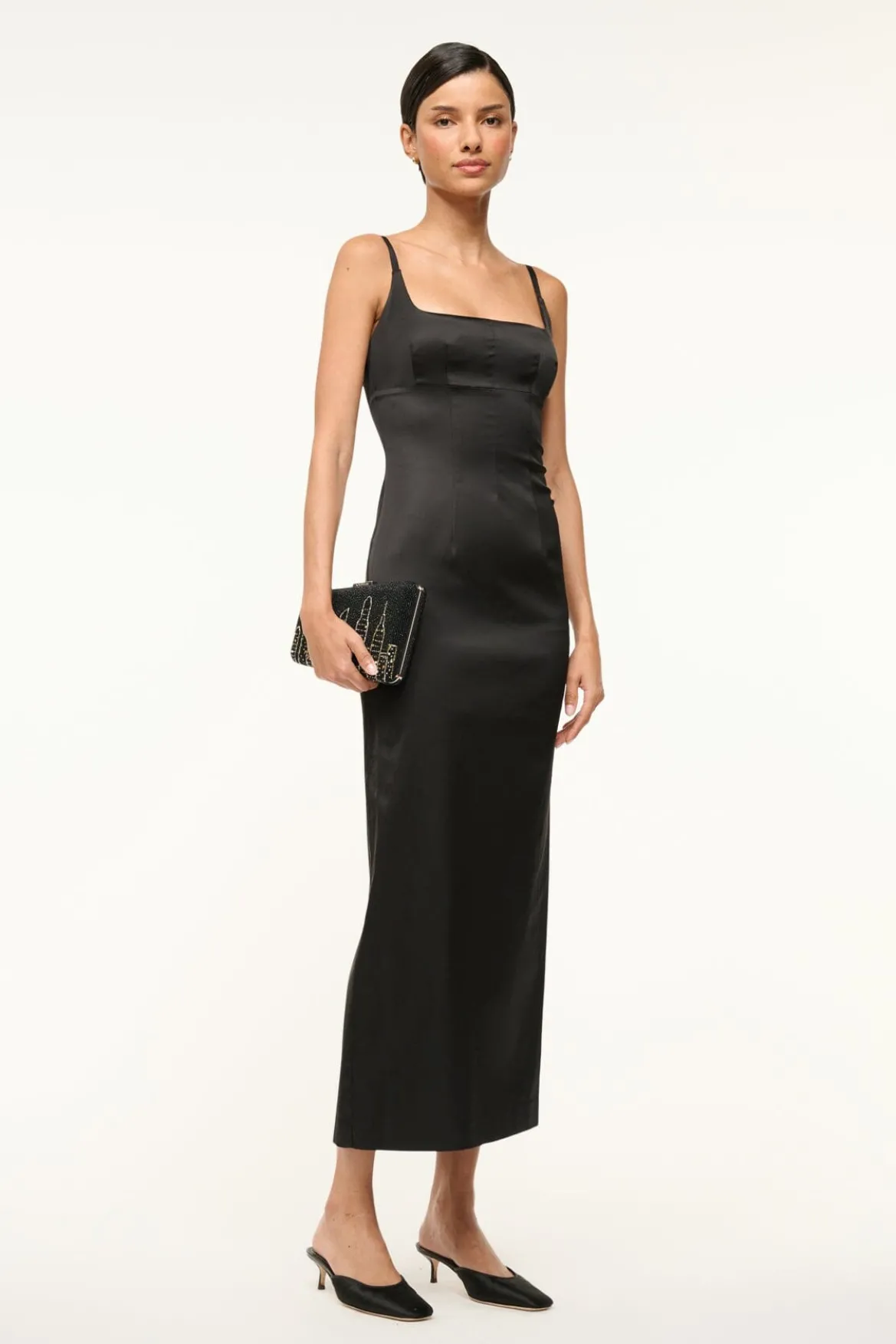 STAUD CARMELLA BEADED CLUTCH NYC SKYLINE