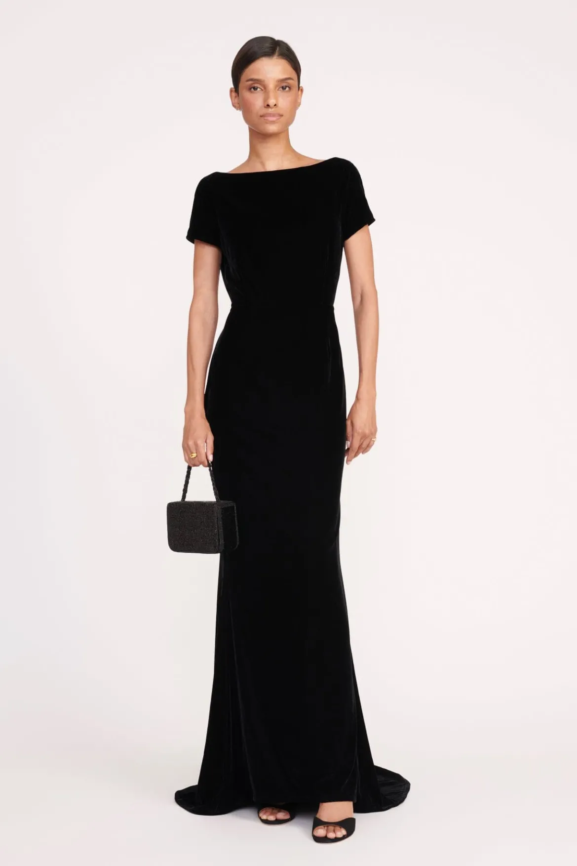 STAUD CARMEN BEADED BOX BAG BLACK