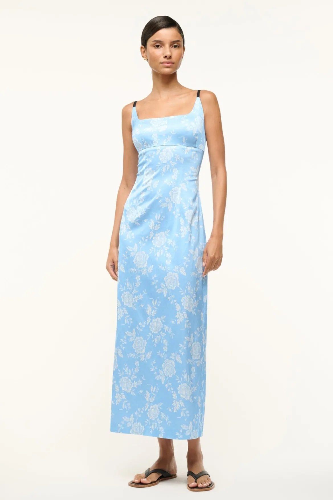 STAUD CAROL DRESS BLUE ROSE
