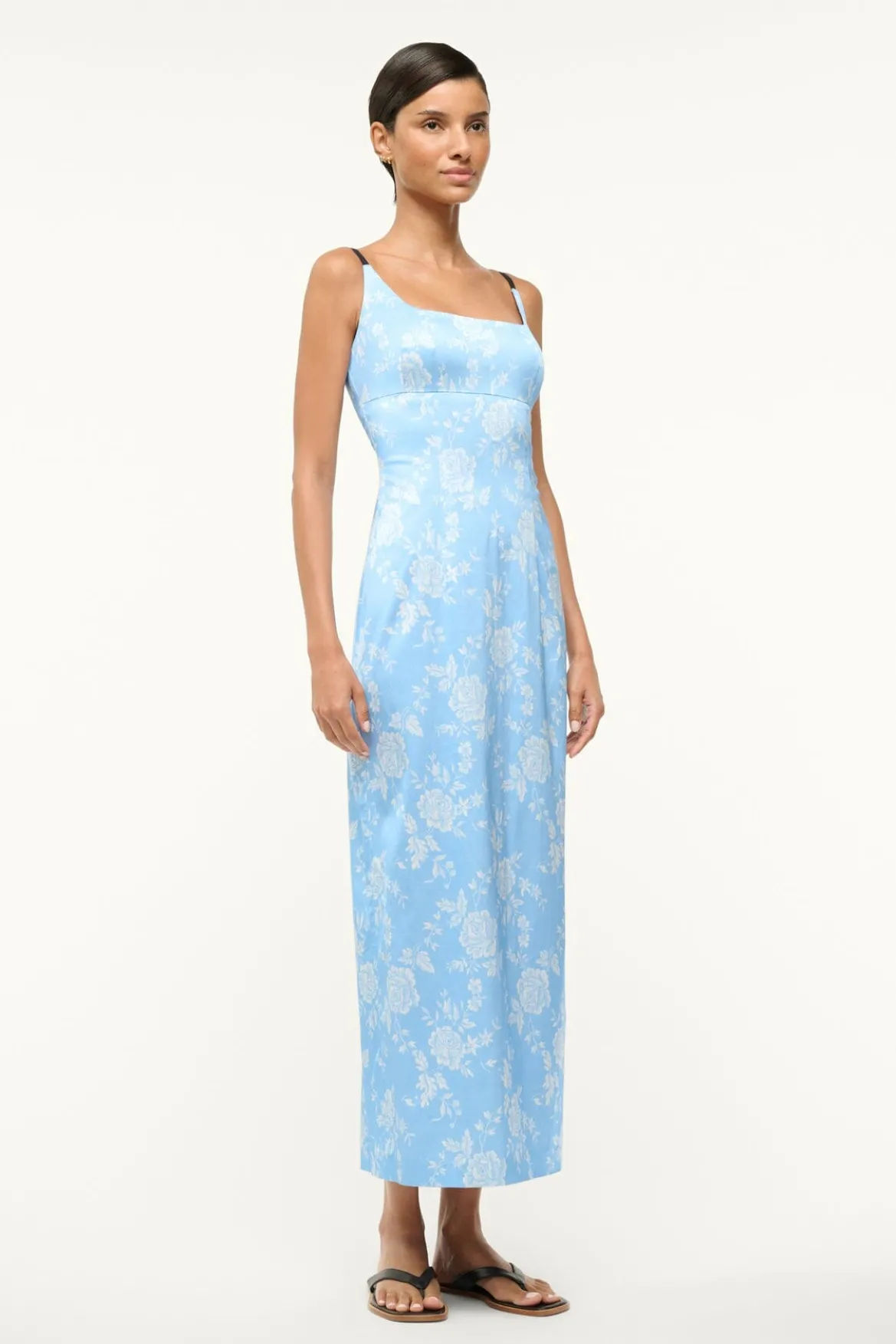 STAUD CAROL DRESS BLUE ROSE