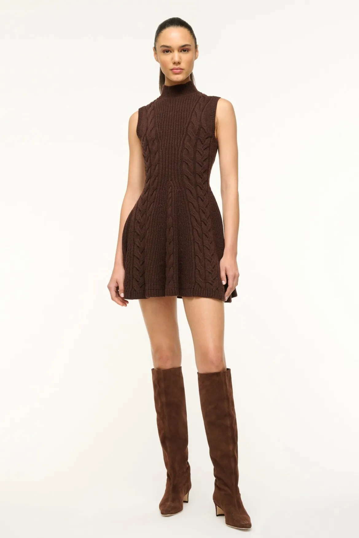 STAUD CHARADE DRESS DARK CHOCOLATE