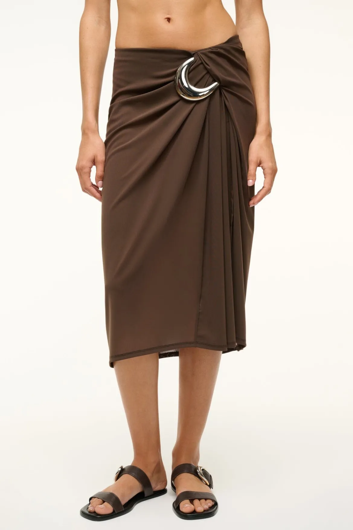 STAUD CHIARA SKIRT DARK CHOCOLATE