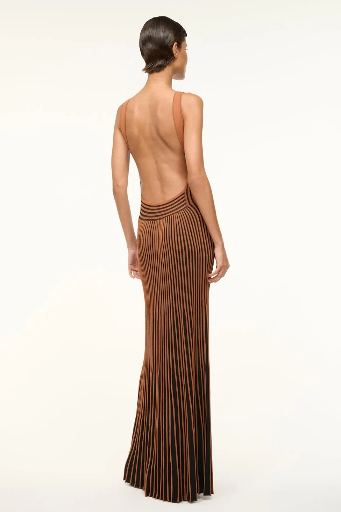 STAUD CLARETTA DRESS TAN BLACK