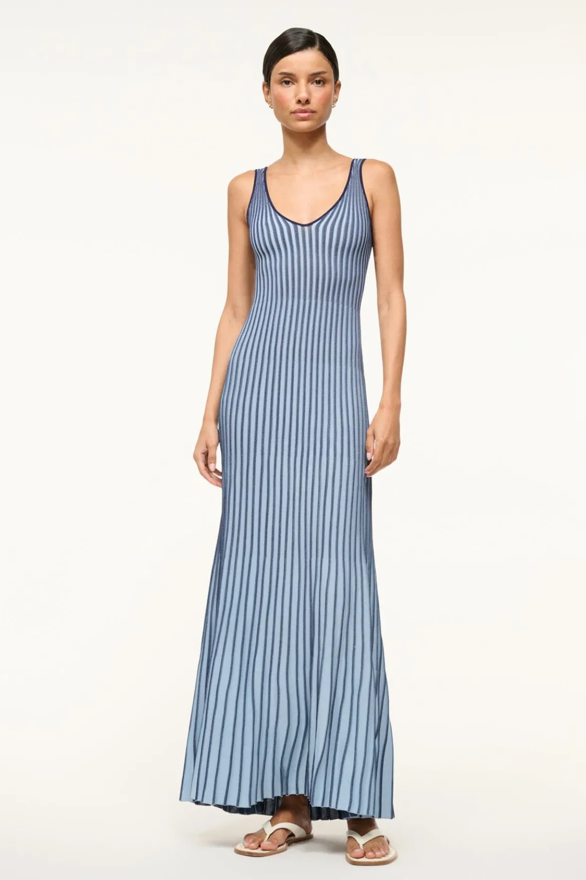 STAUD CLARETTA DRESS NAVY CLEAR BLUE