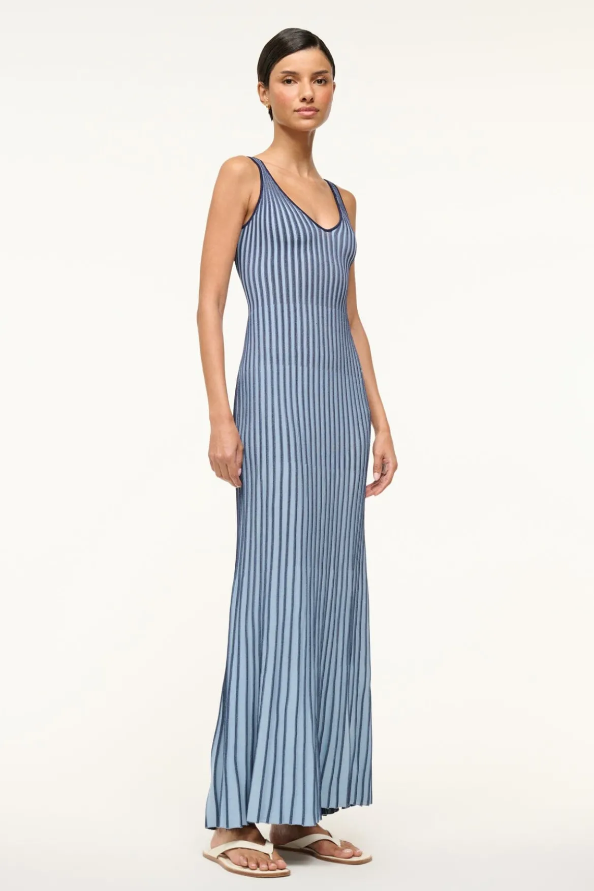 STAUD CLARETTA DRESS NAVY CLEAR BLUE