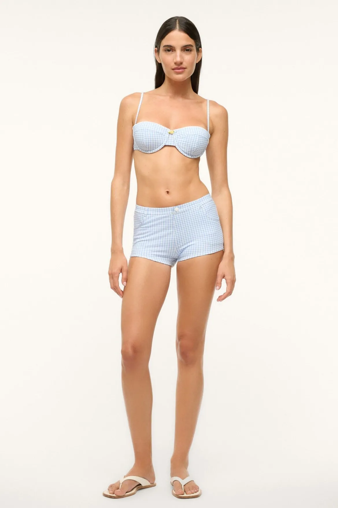 STAUD COD BIKINI BOTTOM SKY MICRO CHECK