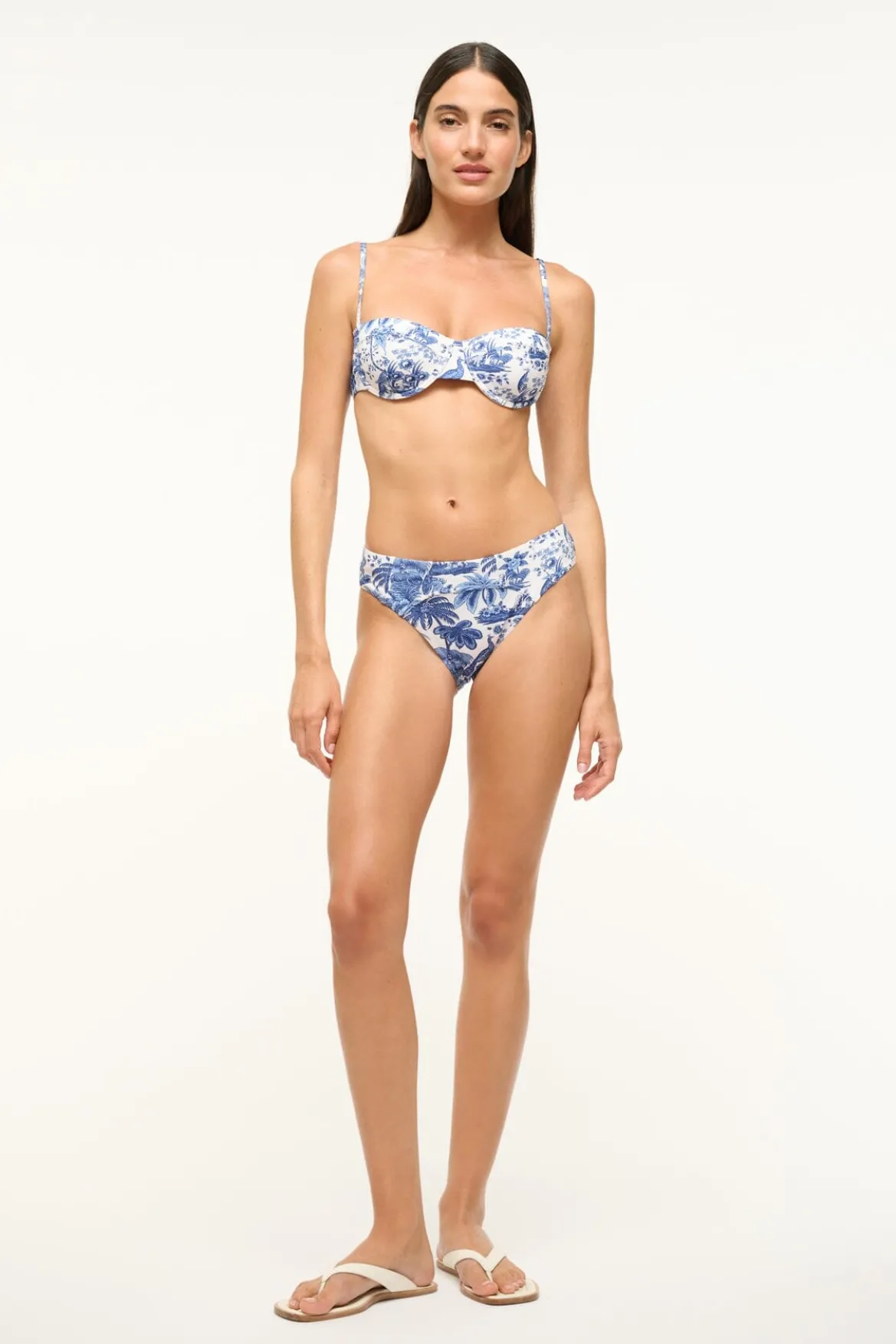STAUD CORSAGE BIKINI BOTTOM BLUE TOILE