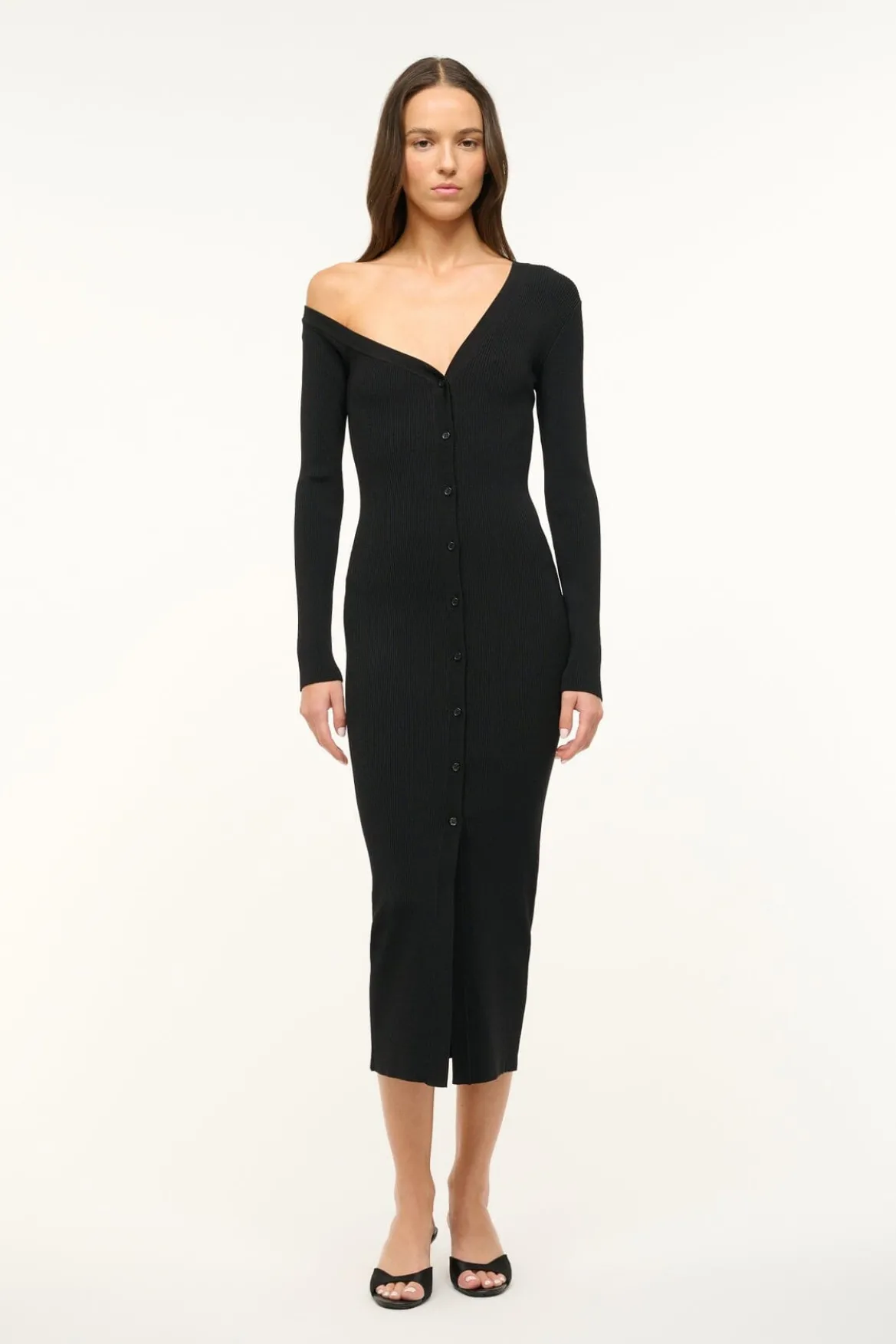 STAUD CRAFTSMAN SWEATER DRESS BLACK