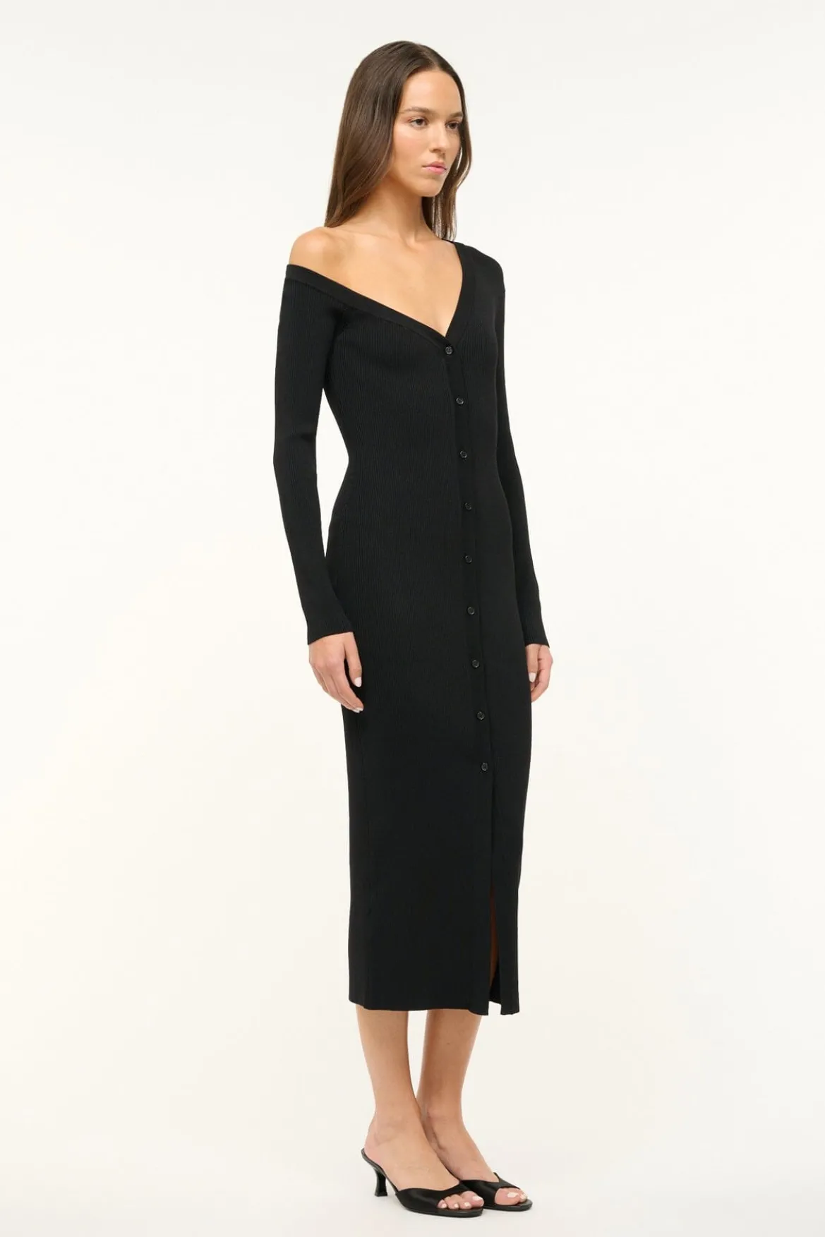 STAUD CRAFTSMAN SWEATER DRESS BLACK