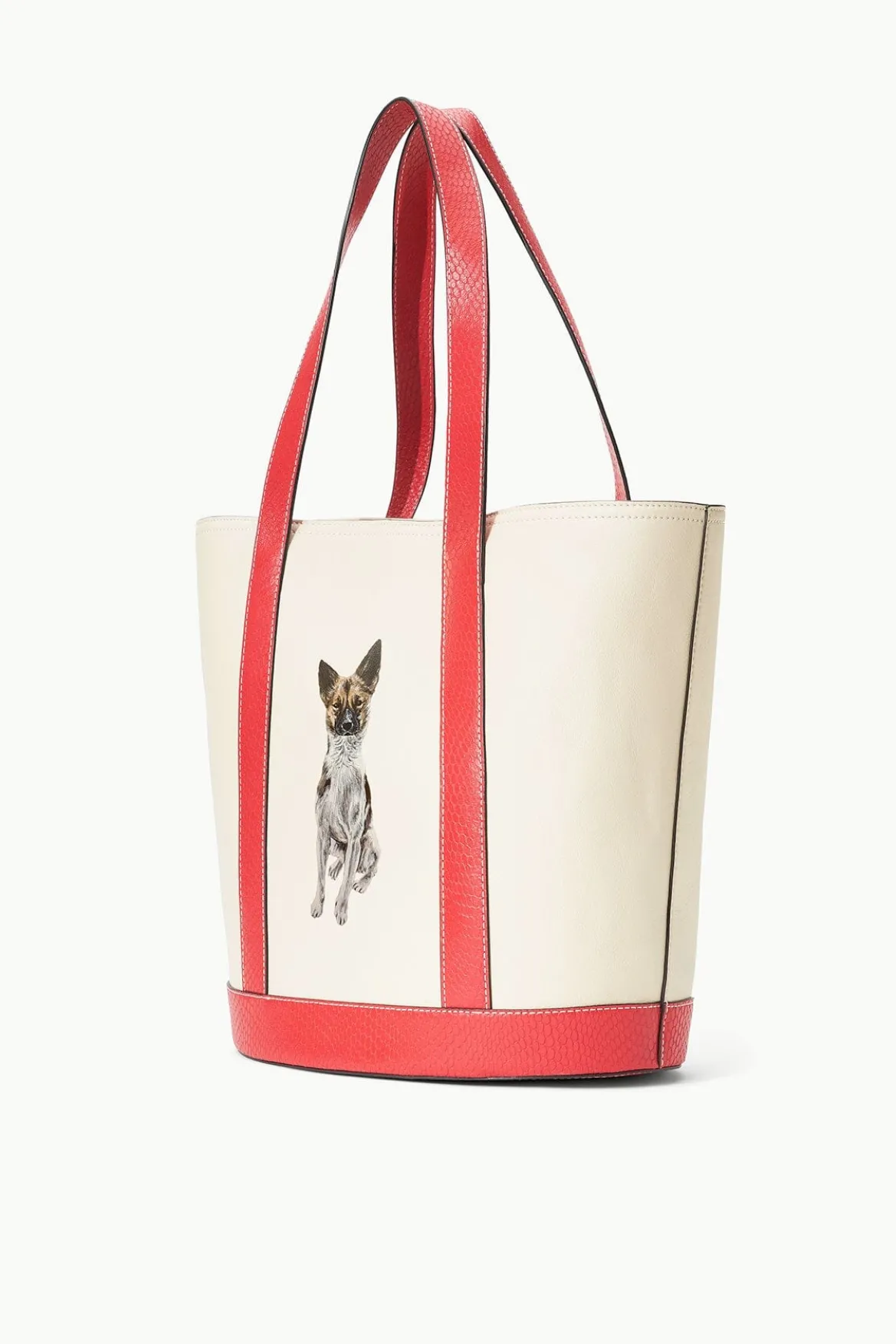 STAUD CUSTOM ALLORA TOTE CREAM RED ROSE