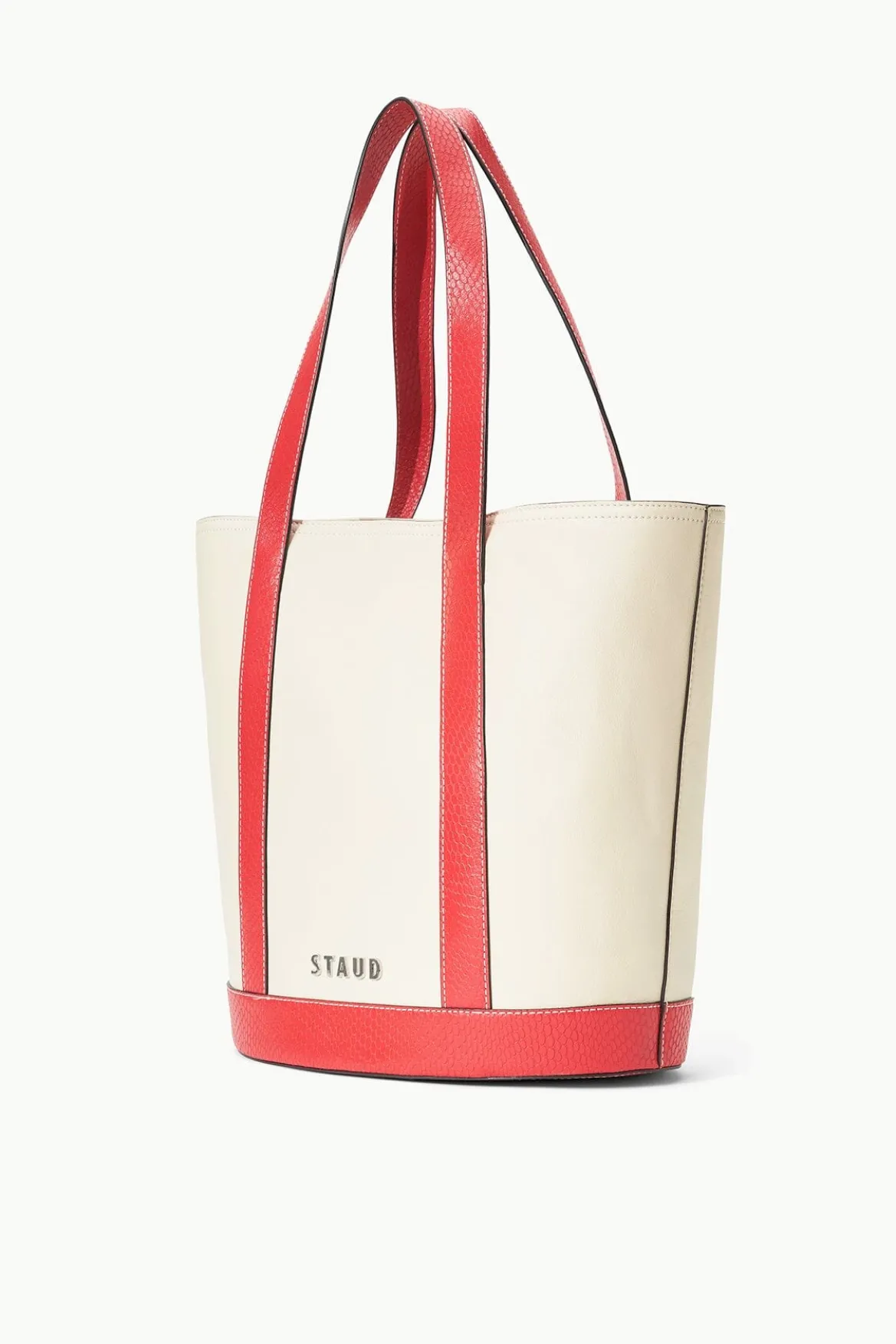 STAUD CUSTOM ALLORA TOTE CREAM RED ROSE