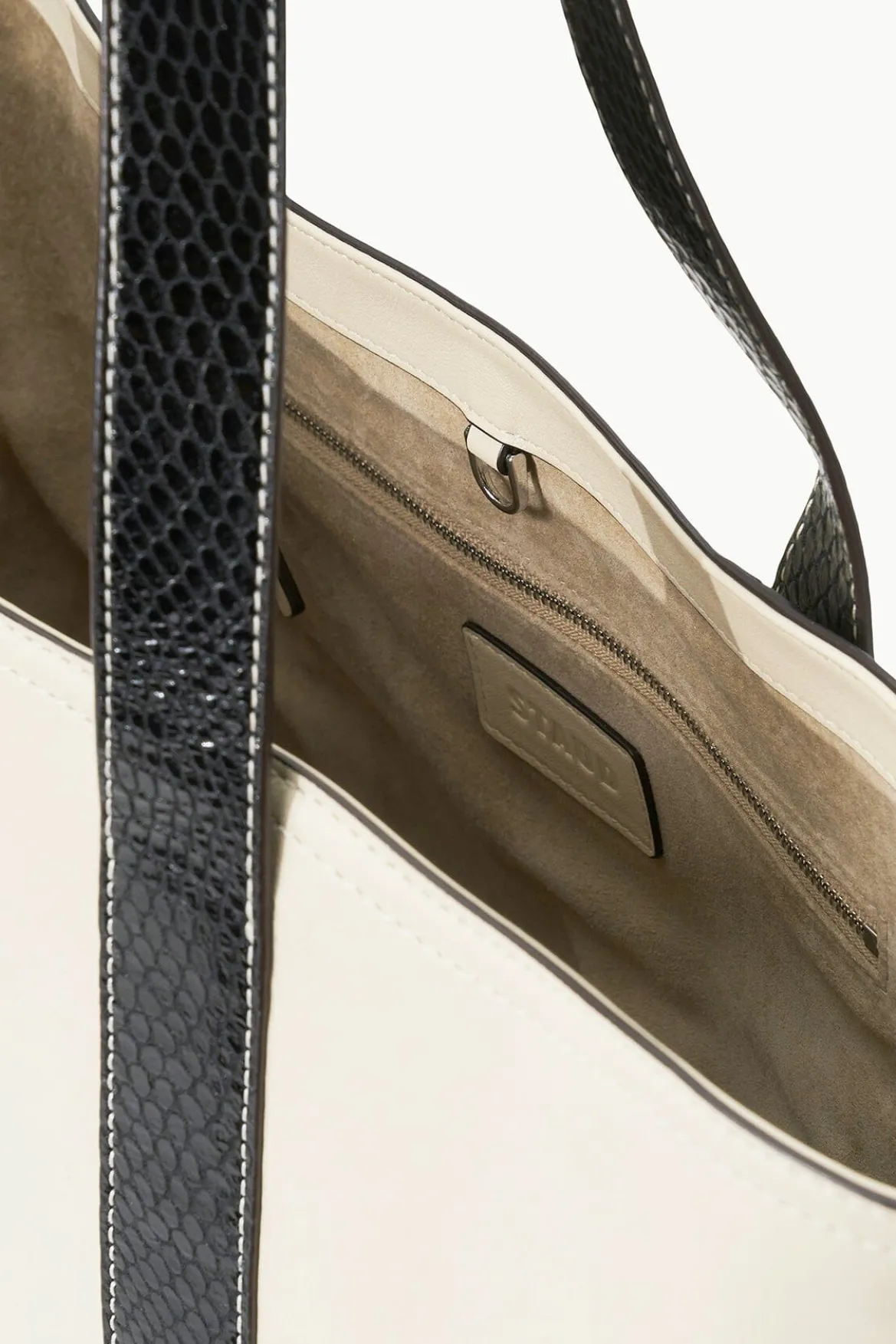 STAUD CUSTOM ALLORA TOTE CREAM BLACK