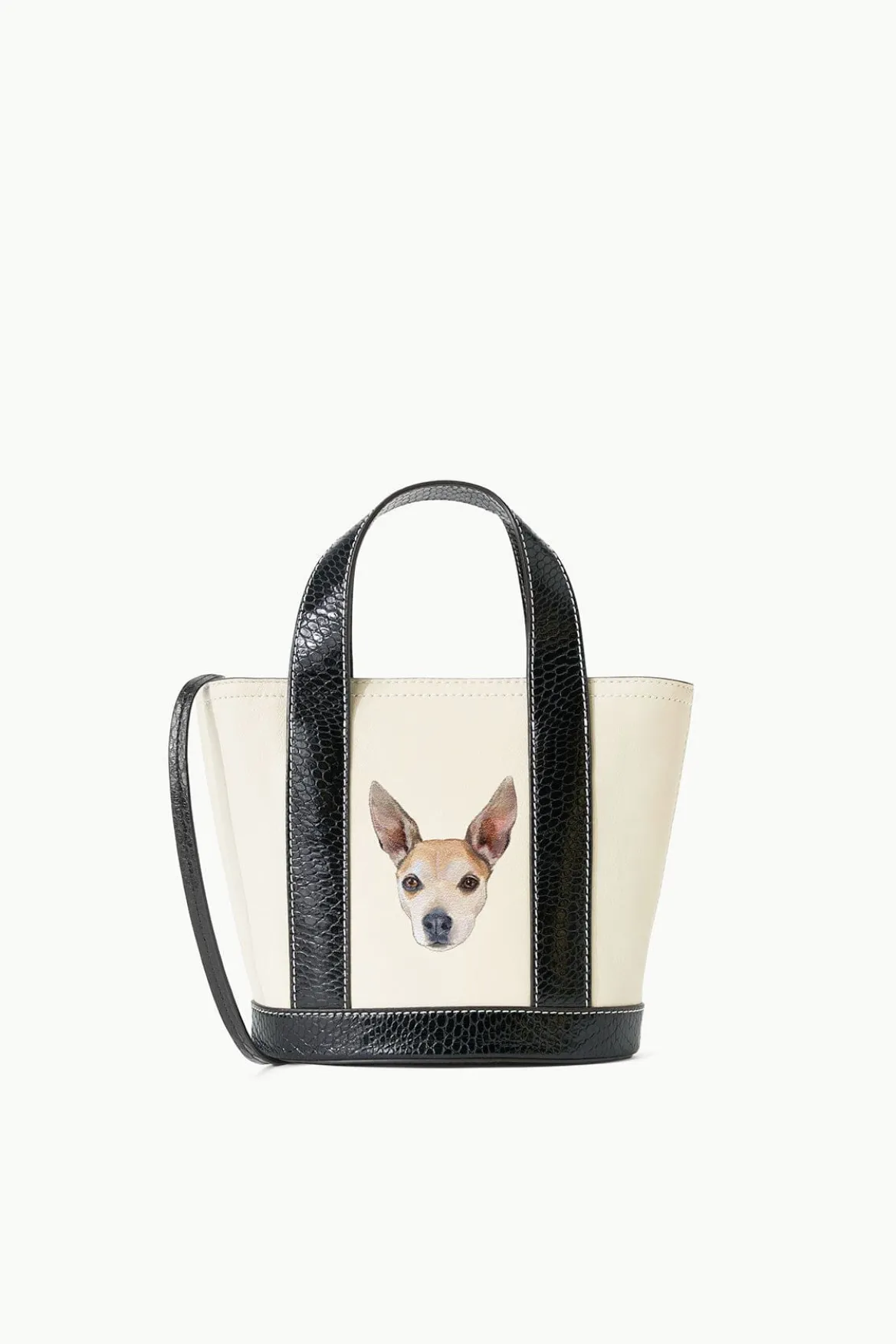 STAUD CUSTOM ALLORA MINI TOTE CREAM BLACK