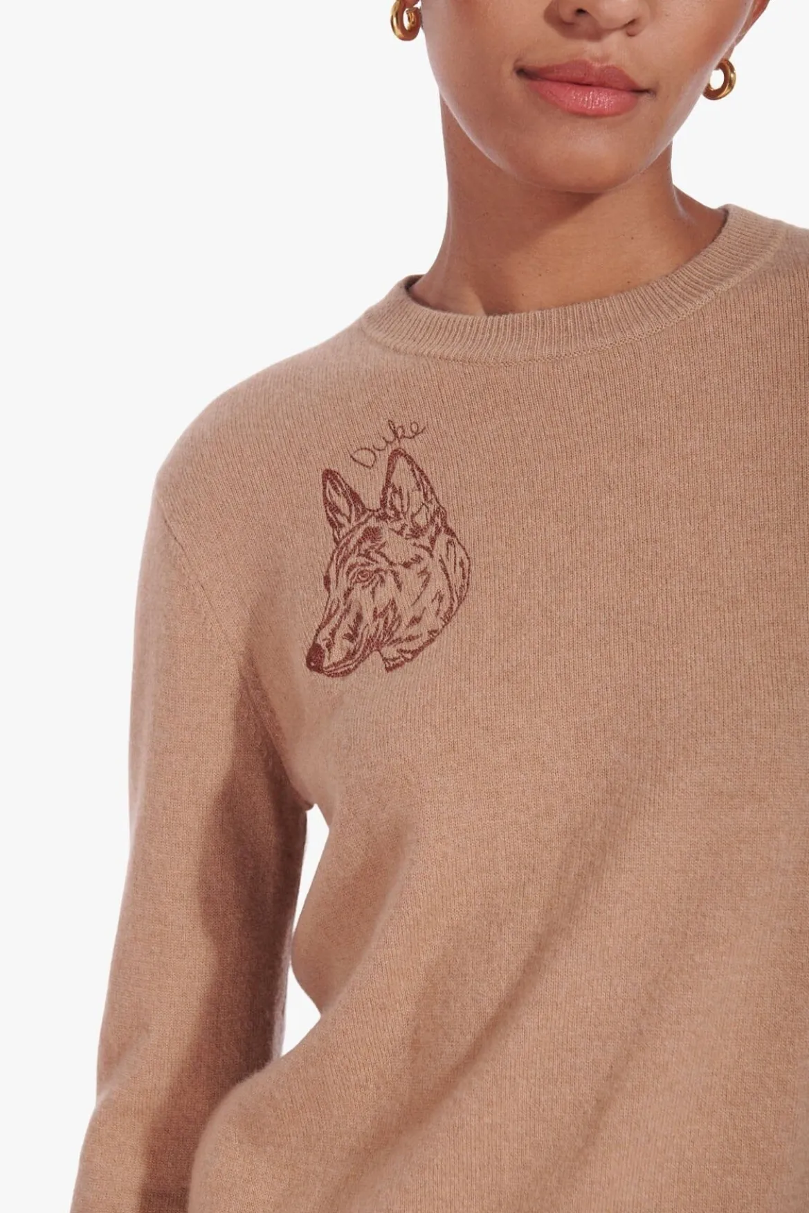 STAUD CUSTOM CASHMERE CREWNECK SWEATER | CAMEL