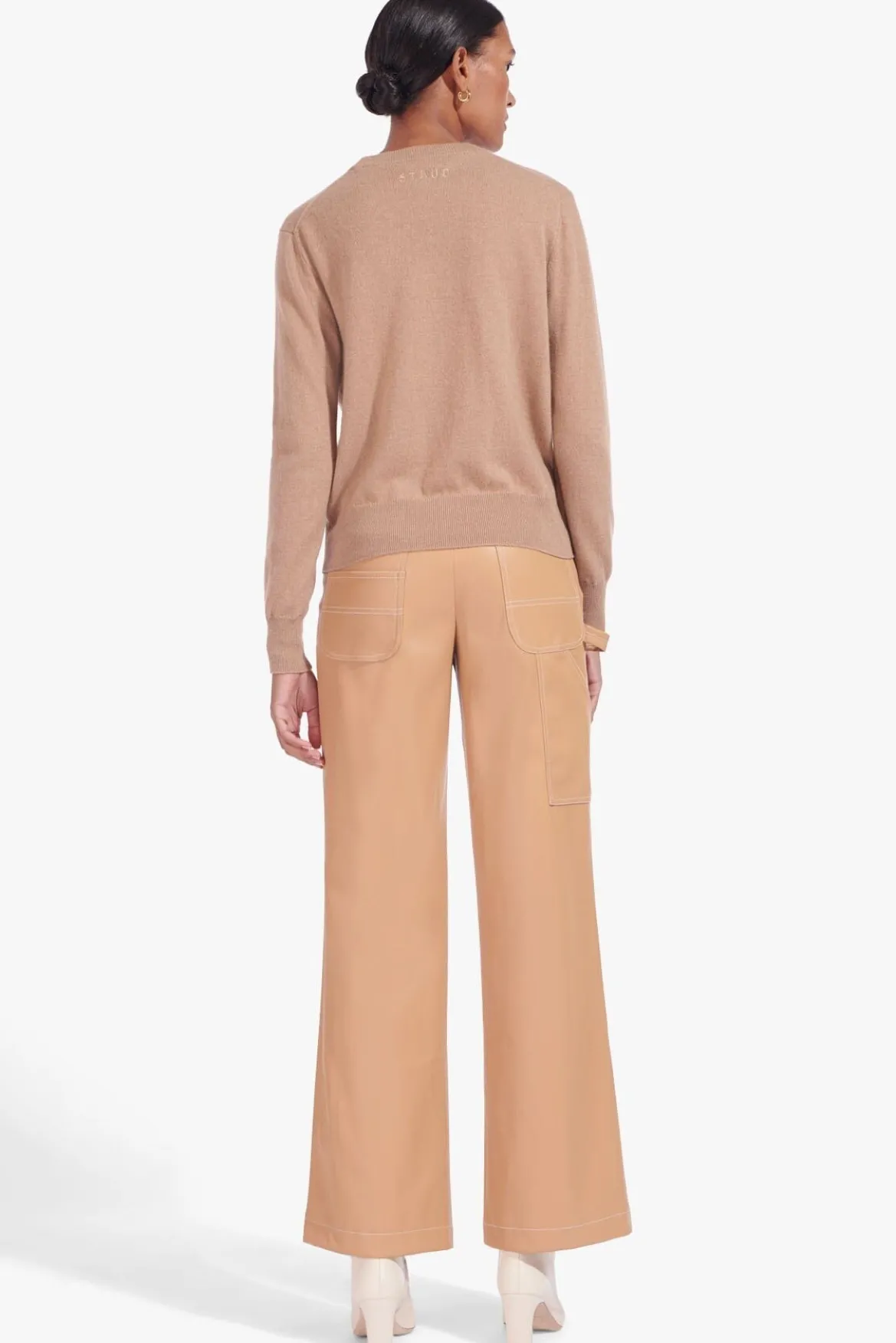 STAUD CUSTOM CASHMERE CREWNECK SWEATER | CAMEL