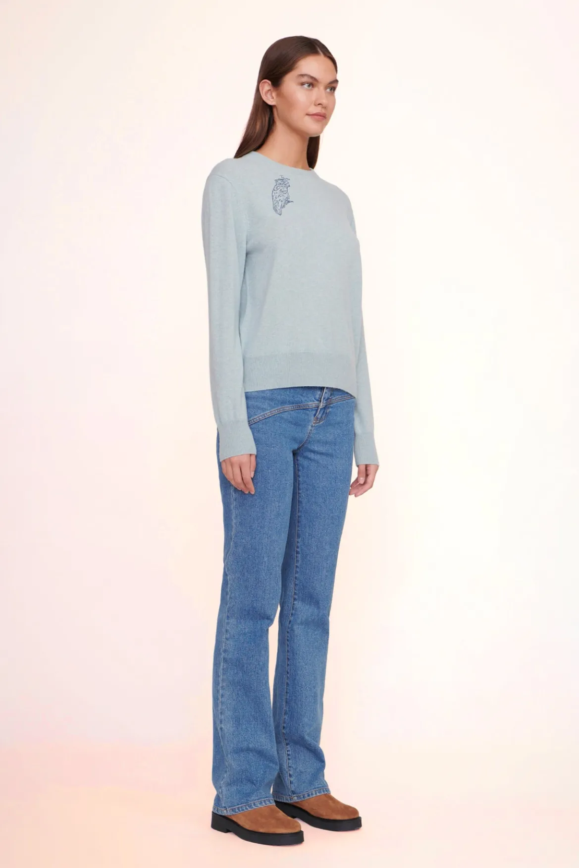 STAUD CUSTOM CASHMERE CREWNECK SWEATER | LIGHT BLUE