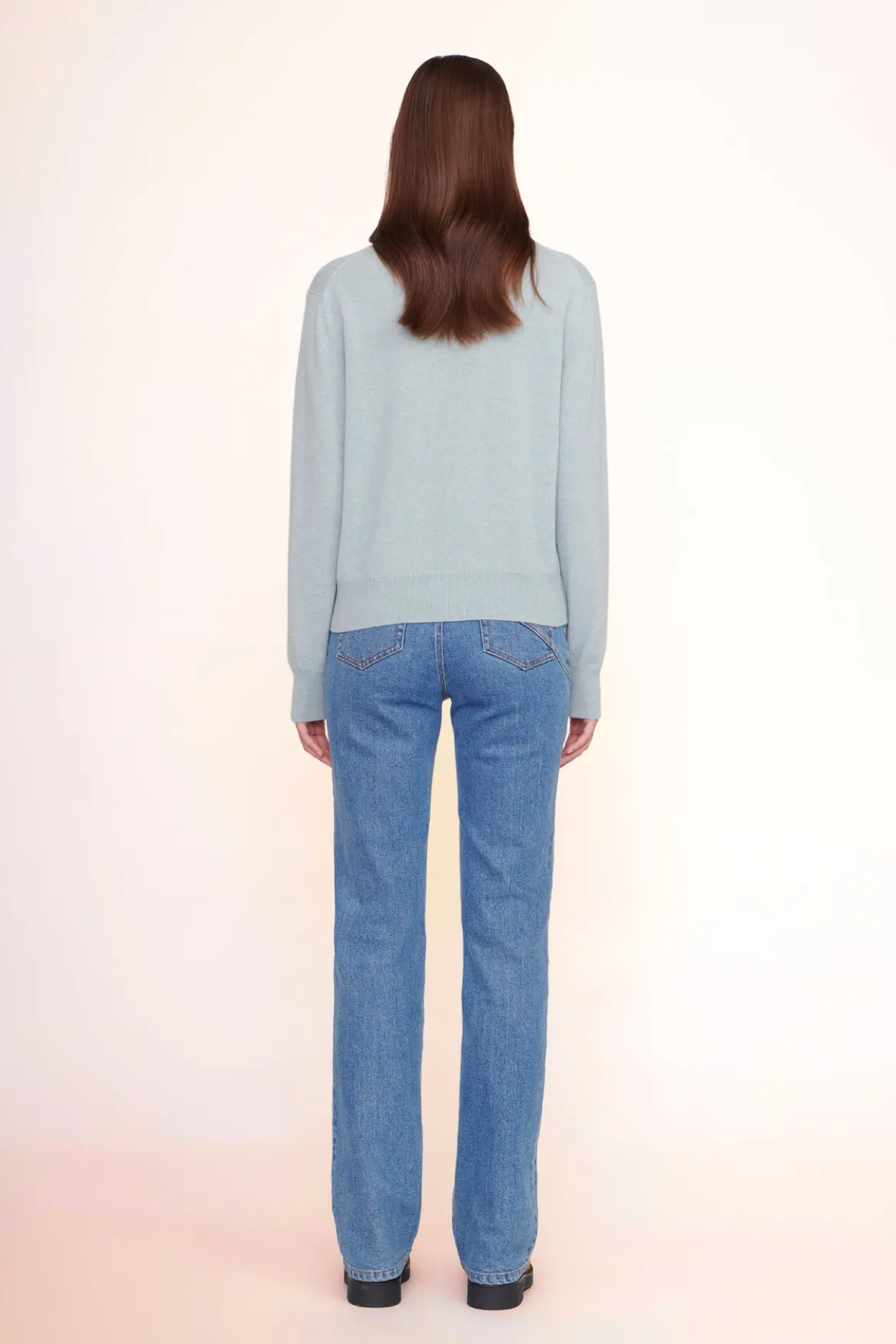 STAUD CUSTOM CASHMERE CREWNECK SWEATER | LIGHT BLUE