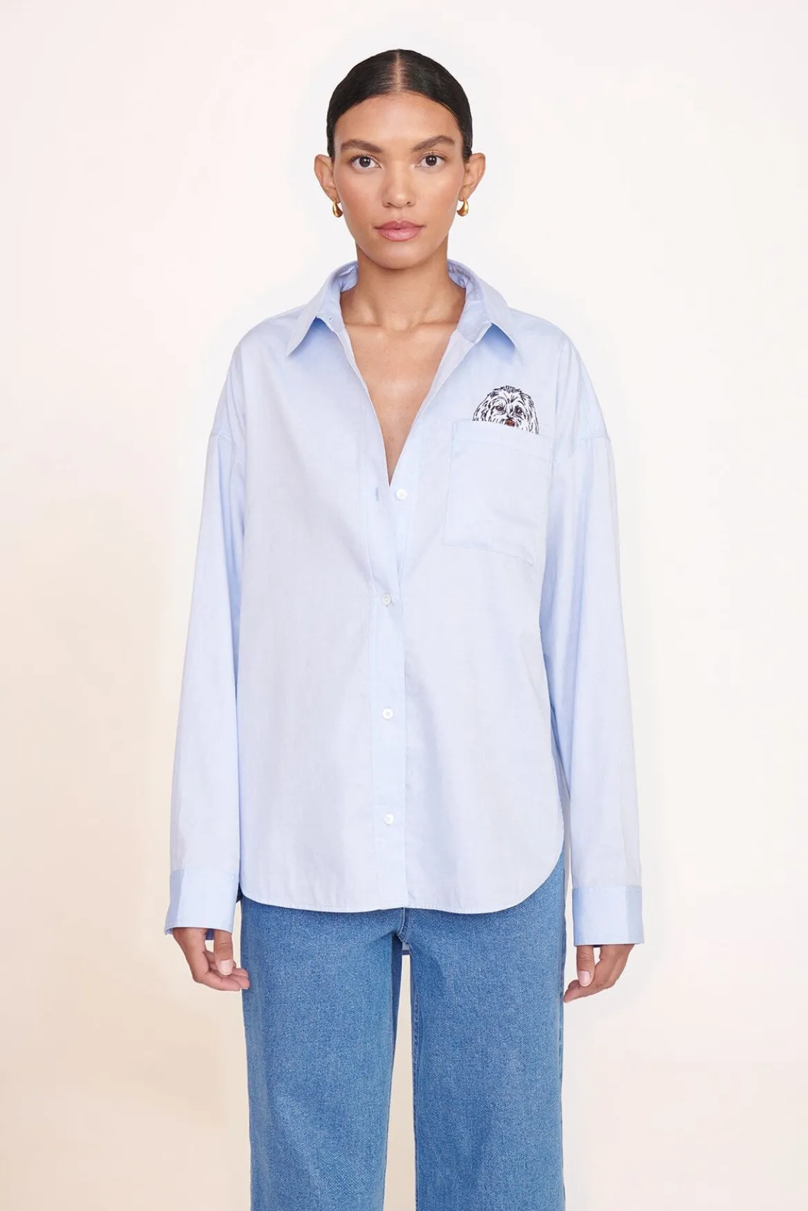 STAUD CUSTOM CLASSIC OVERSIZED SHIRT | OXFORD BLUE