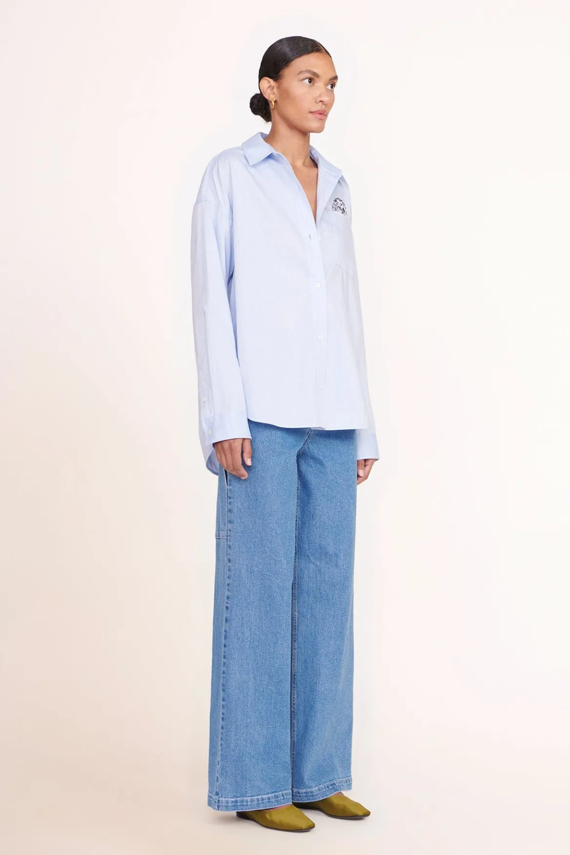 STAUD CUSTOM CLASSIC OVERSIZED SHIRT | OXFORD BLUE