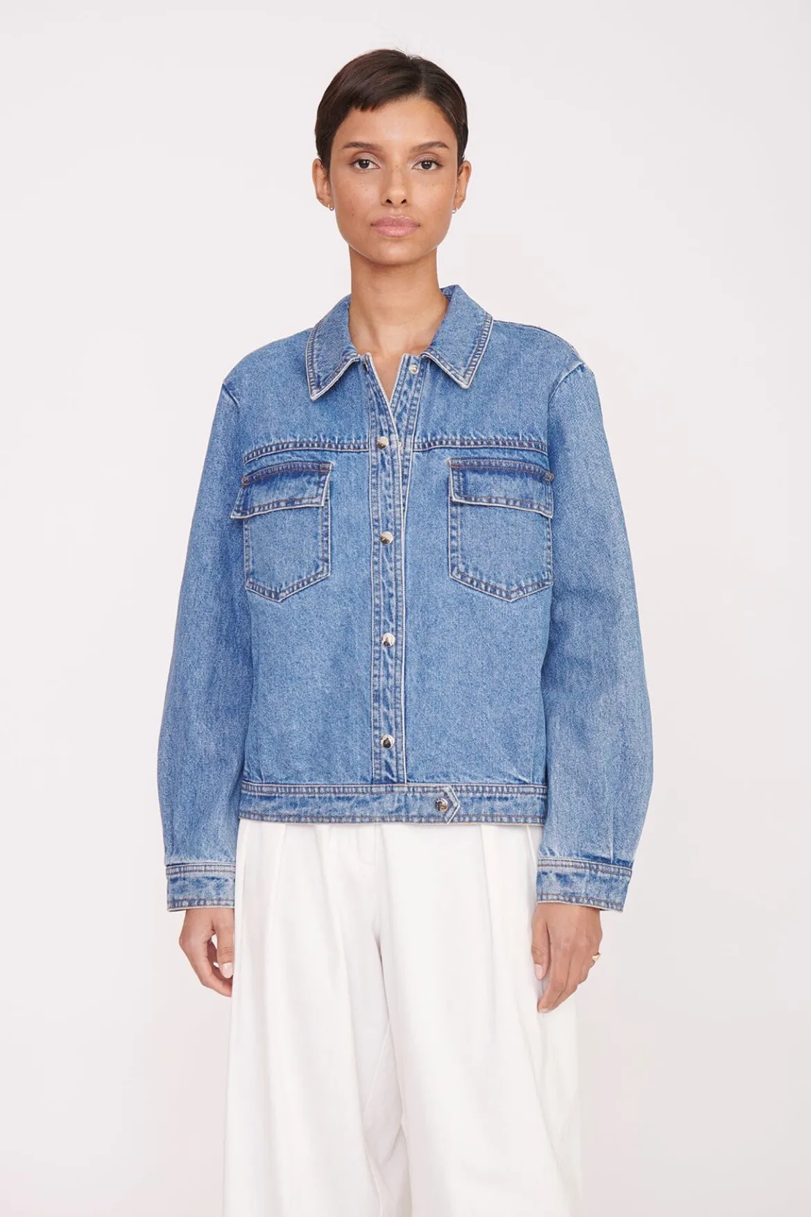 STAUD CUSTOM CLASSIC OVERSIZED RYAN JACKET | MEDIUM WASH