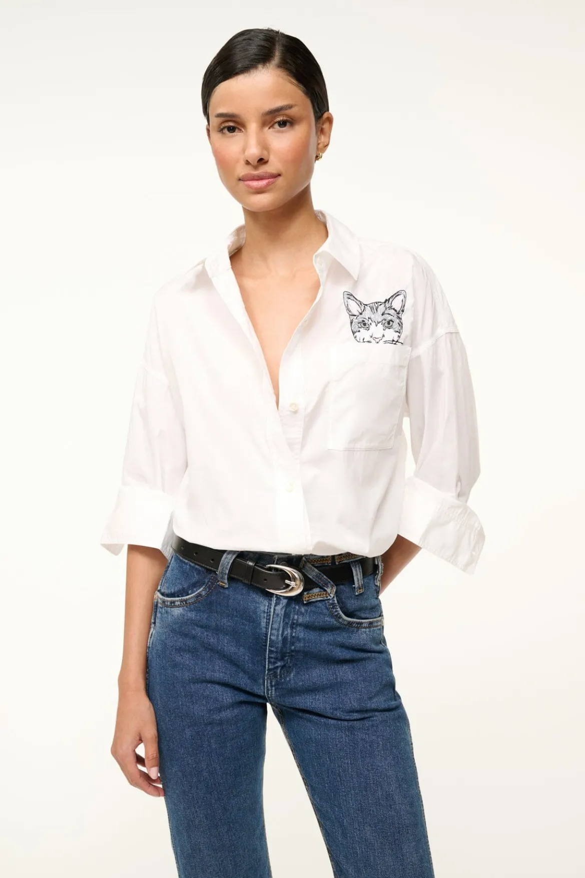 STAUD CUSTOM CLASSIC OVERSIZED SHIRT | WHITE