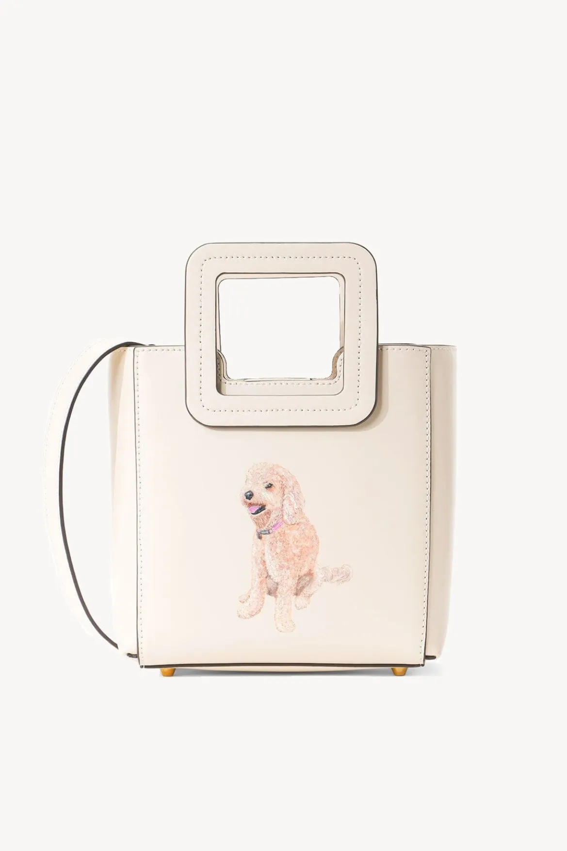 STAUD CUSTOM MINI SHIRLEY LEATHER BAG | CREAM