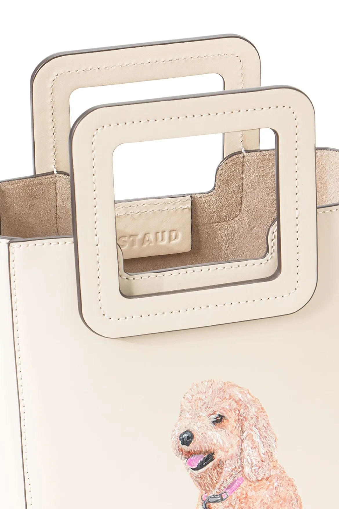 STAUD CUSTOM MINI SHIRLEY LEATHER BAG | CREAM