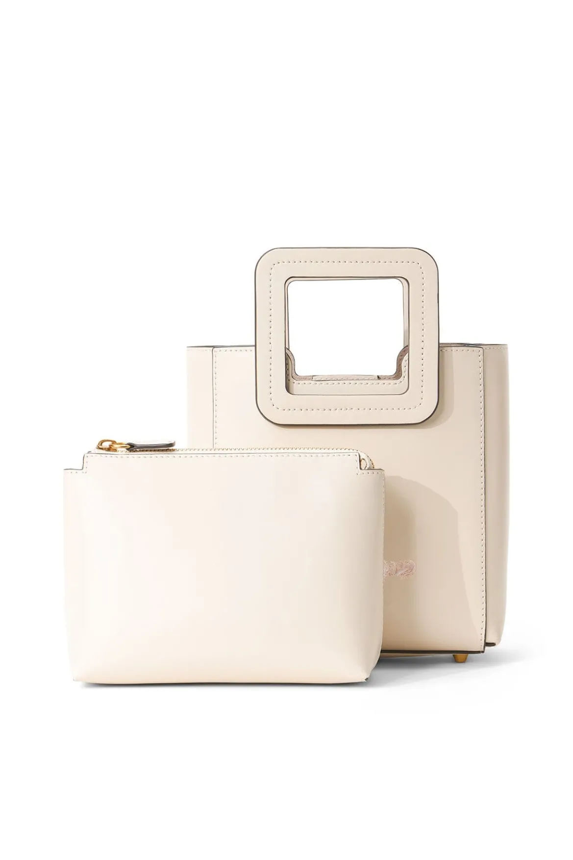 STAUD CUSTOM MINI SHIRLEY LEATHER BAG | CREAM