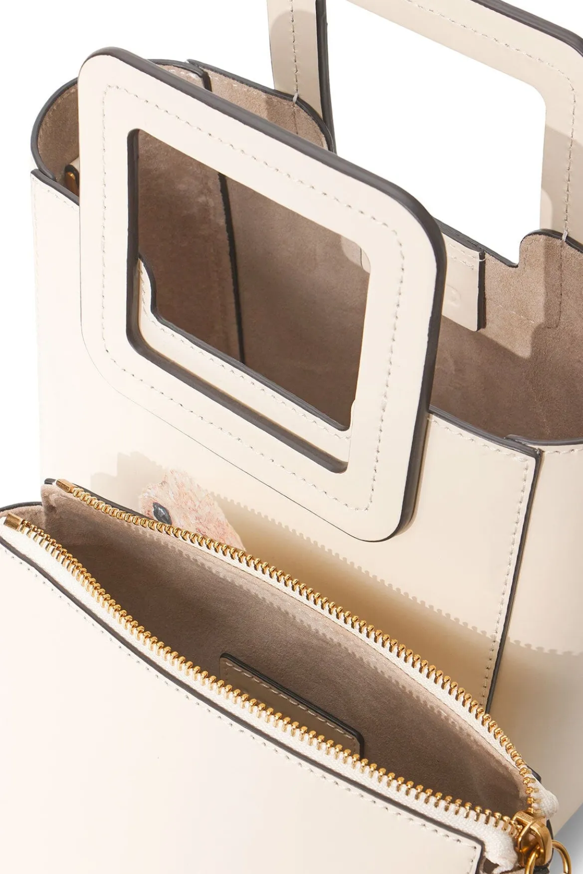 STAUD CUSTOM MINI SHIRLEY LEATHER BAG | CREAM