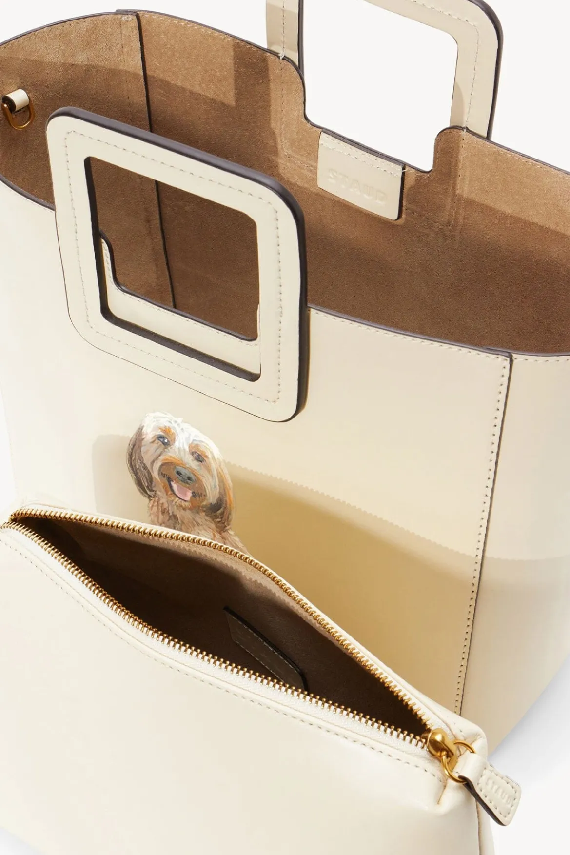 STAUD CUSTOM SHIRLEY LEATHER BAG | CREAM