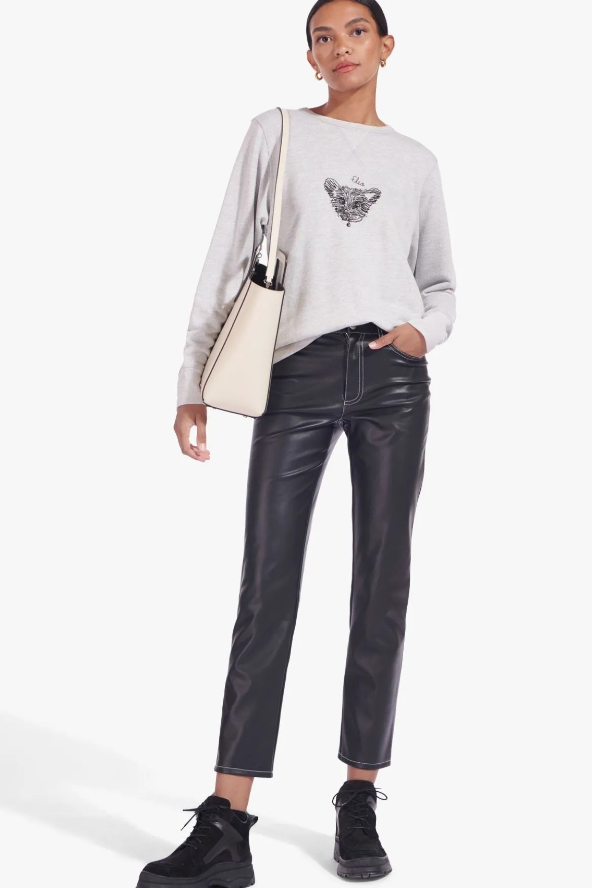 STAUD CUSTOM SHIRLEY LEATHER BAG | CREAM