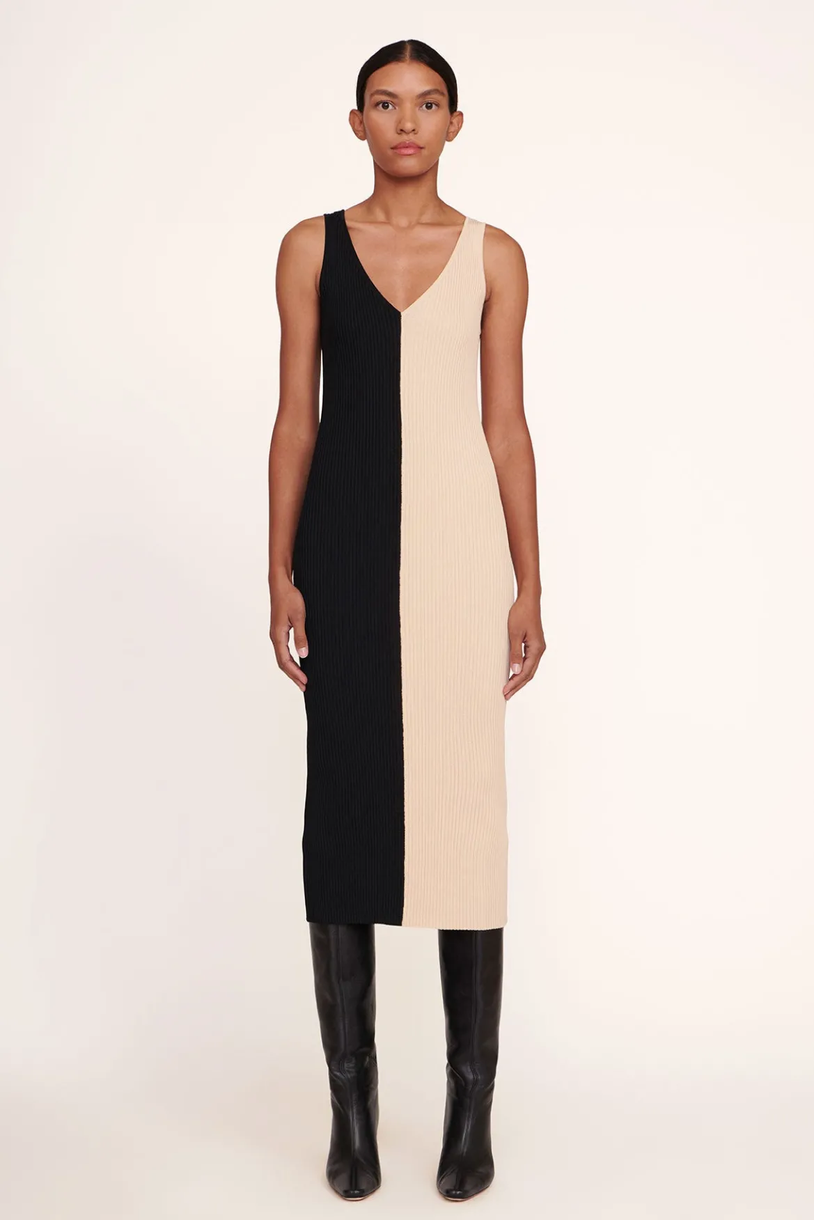 STAUD DANA DRESS BUFF BLACK