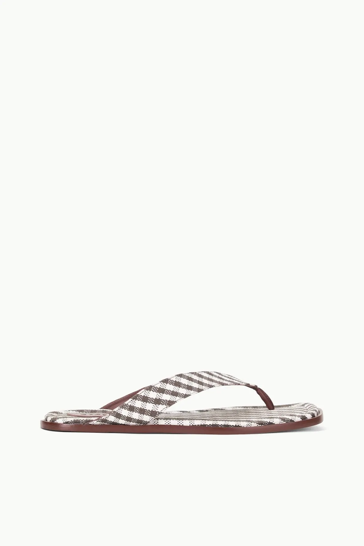 STAUD DANTE THONG DARK CHOCOLATE MICRO CHECK