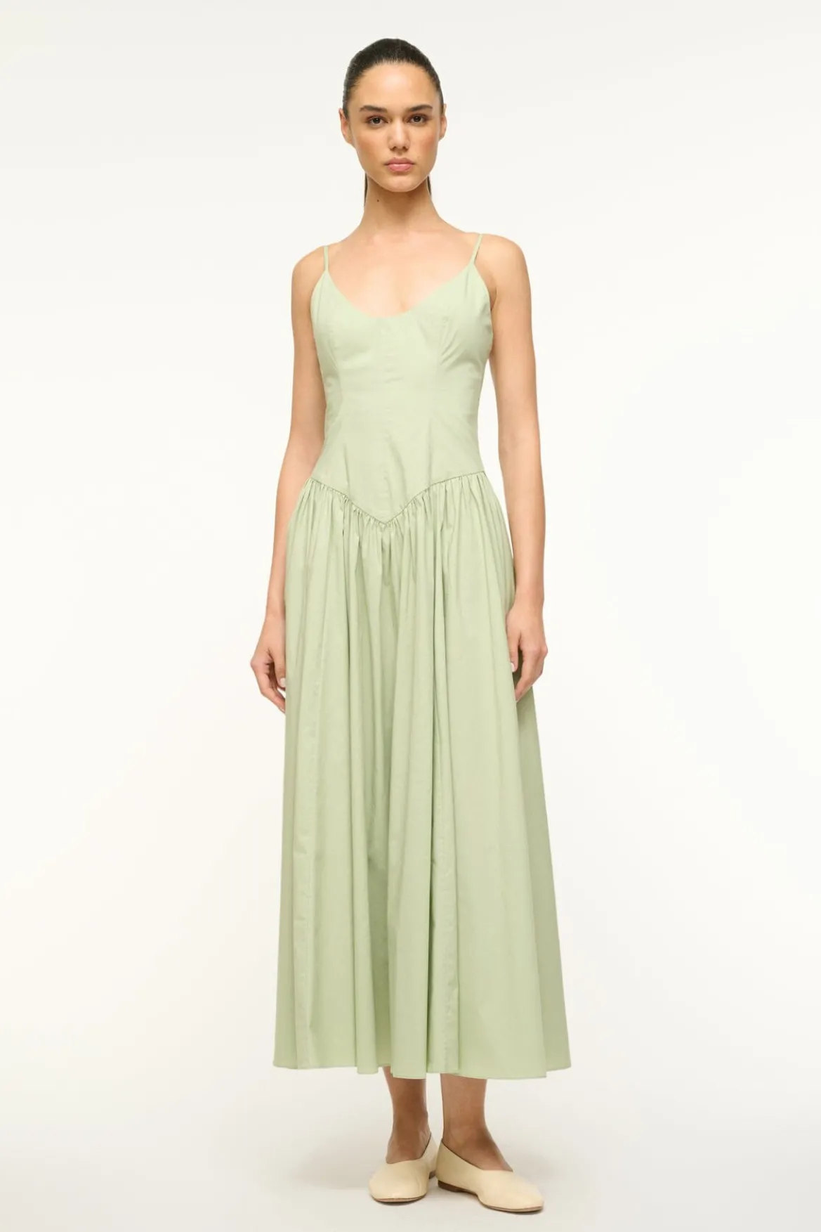 STAUD DENA DRESS PALE JADE