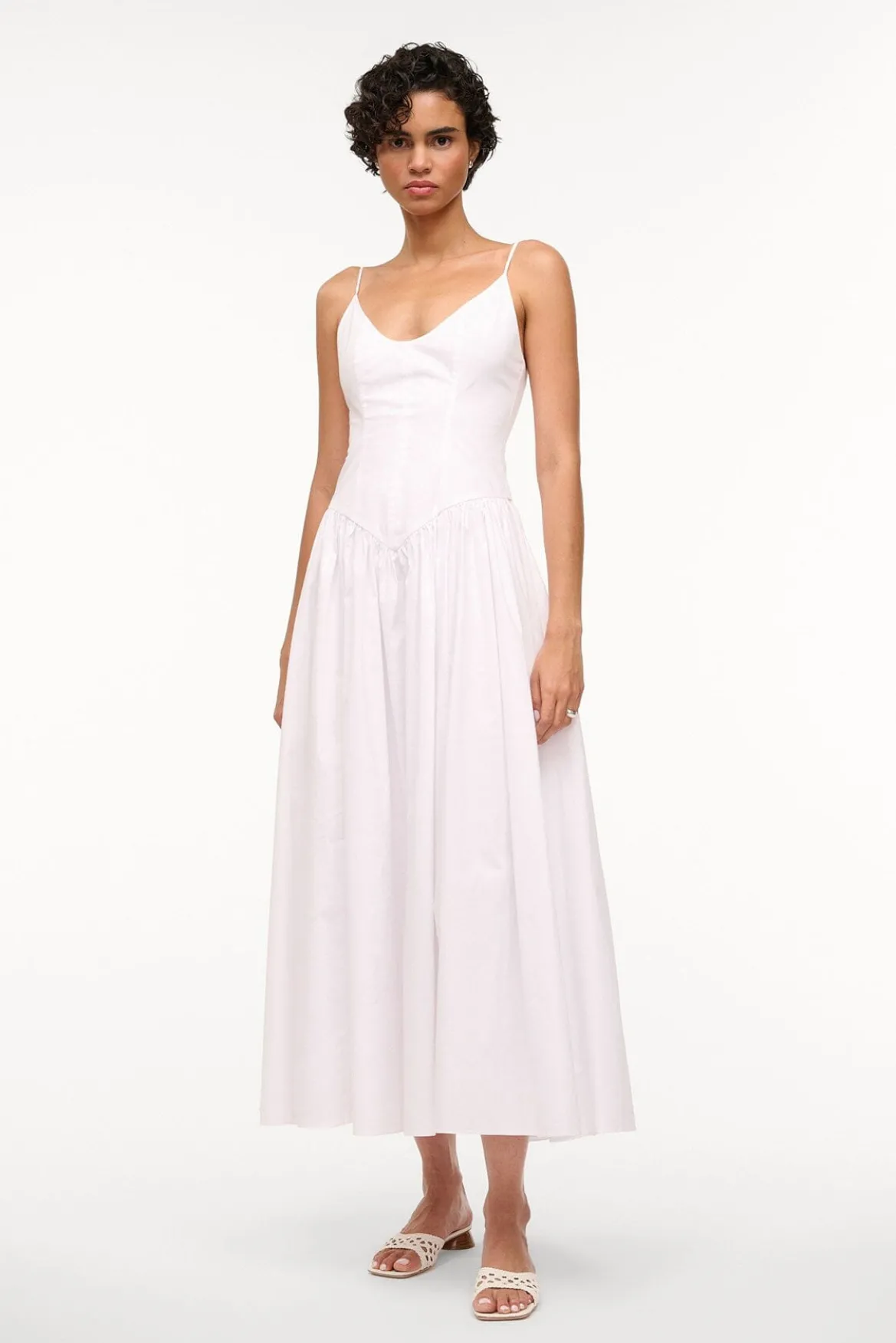 STAUD DENA DRESS WHITE